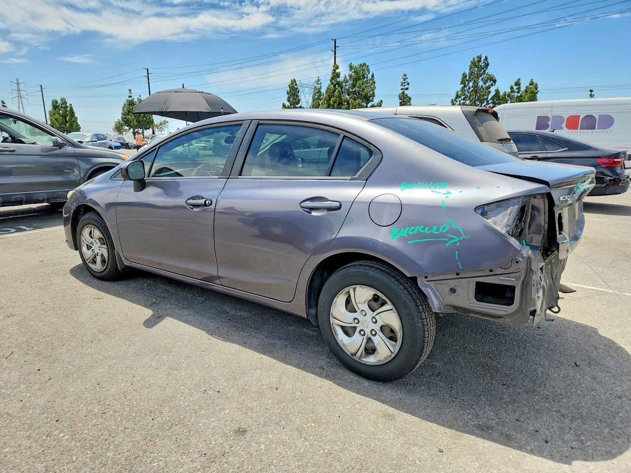 2014 Honda Civic Lx Gray vin: 19XFB2F51EE257962