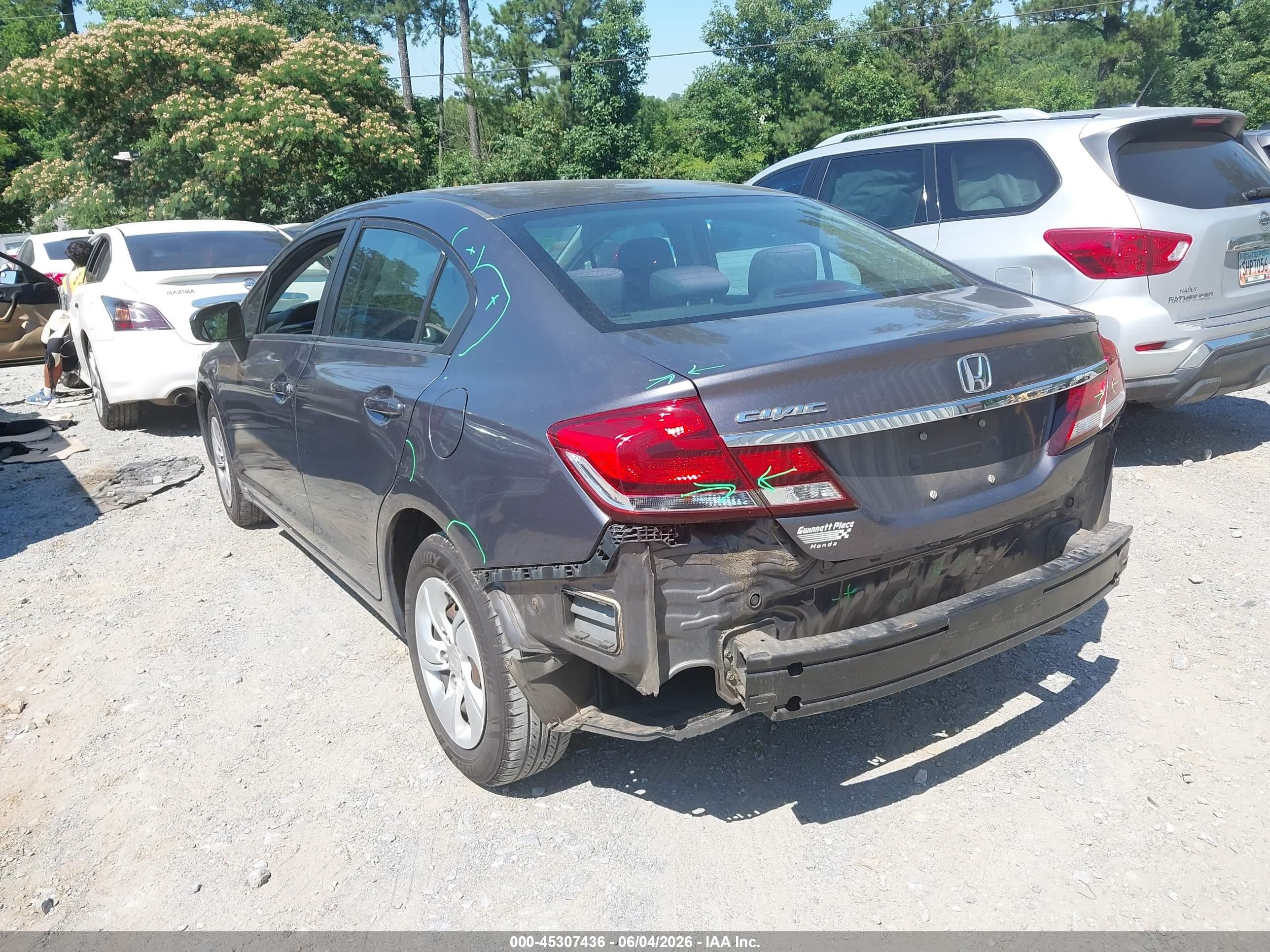 2014 Honda Civic Lx Gray vin: 19XFB2F51EE269965