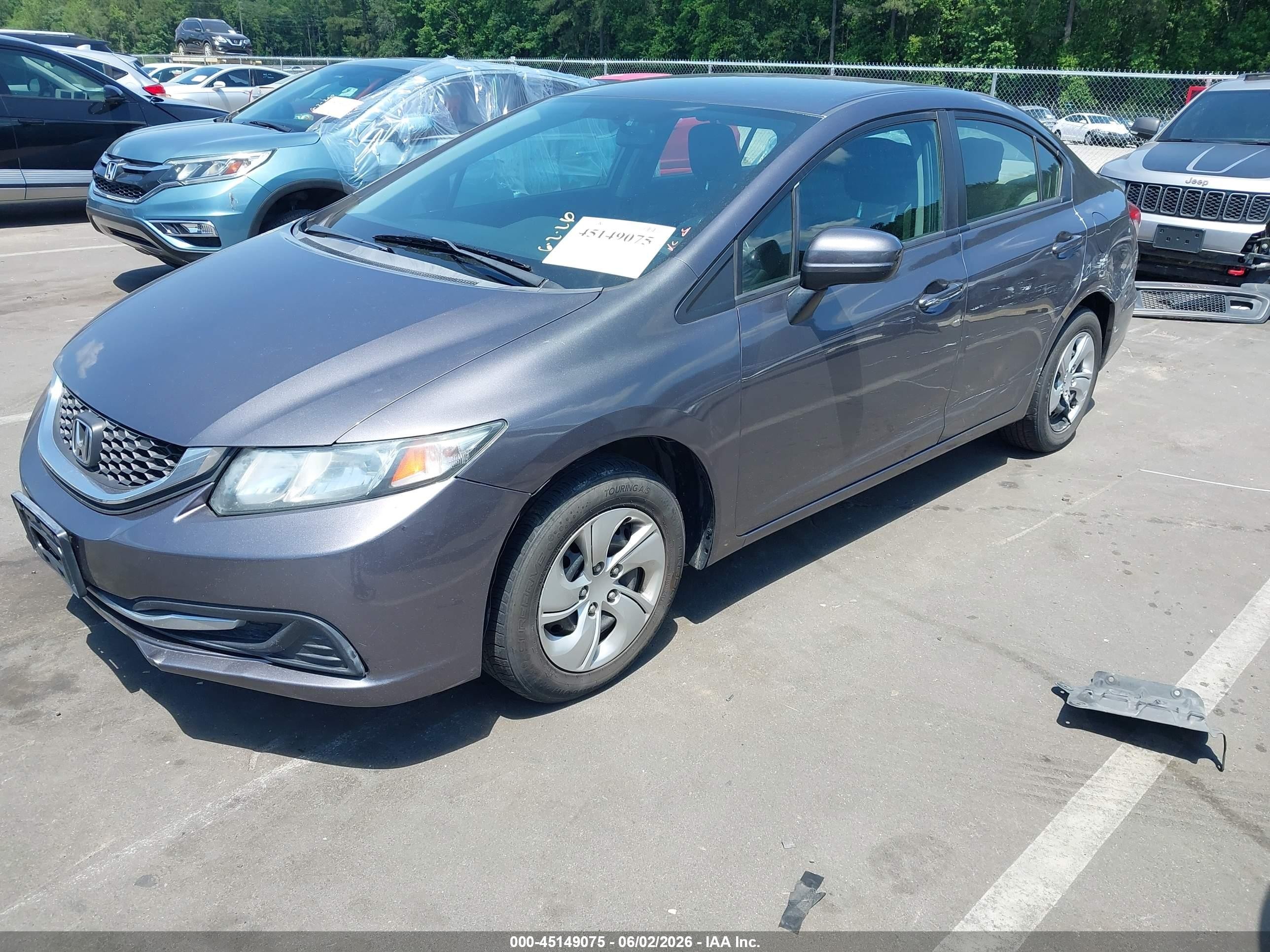 2015 Honda Civic Lx Gray vin: 19XFB2F51FE045046