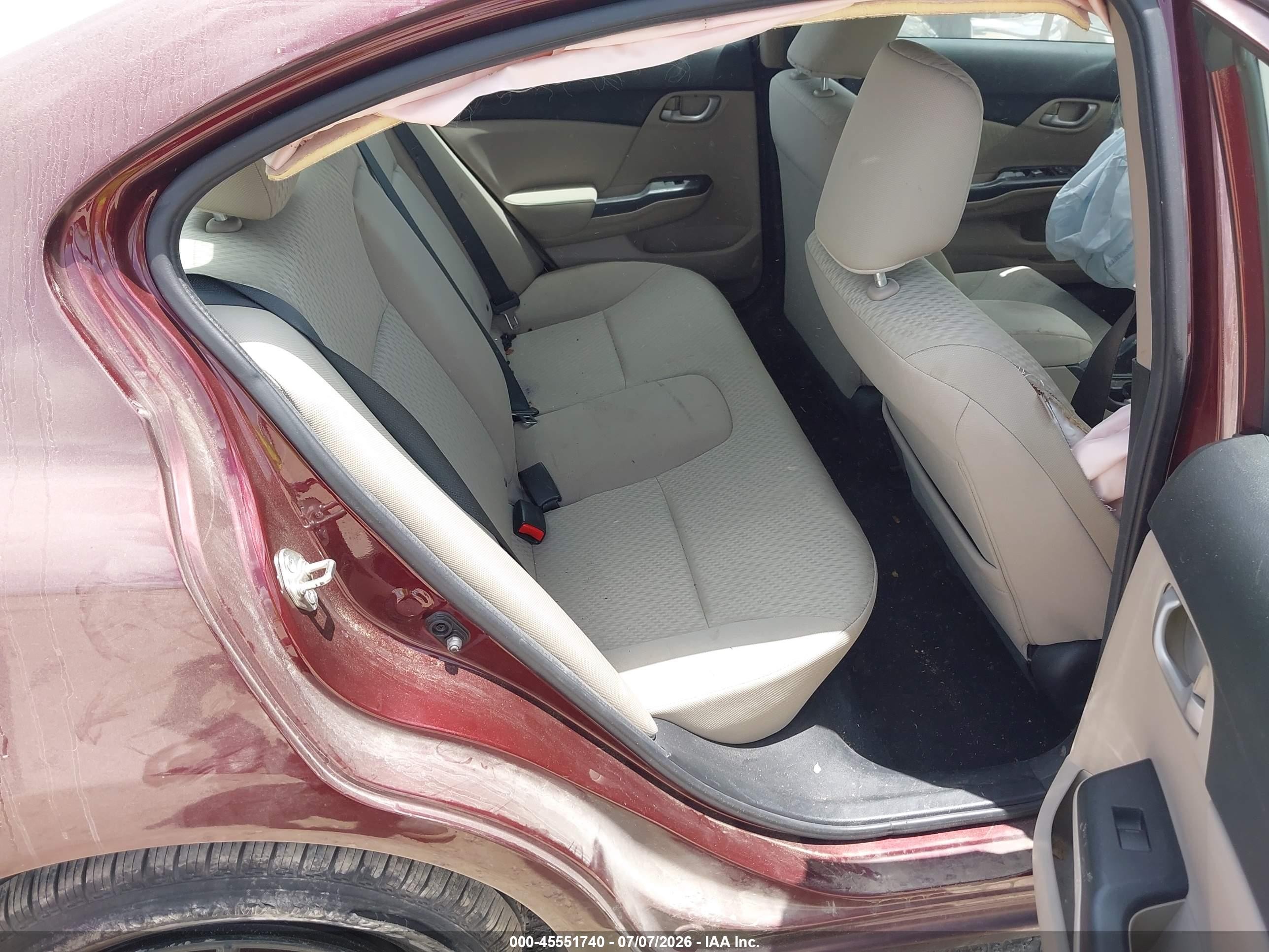 2015 Honda Civic Lx Burgundy vin: 19XFB2F51FE224770