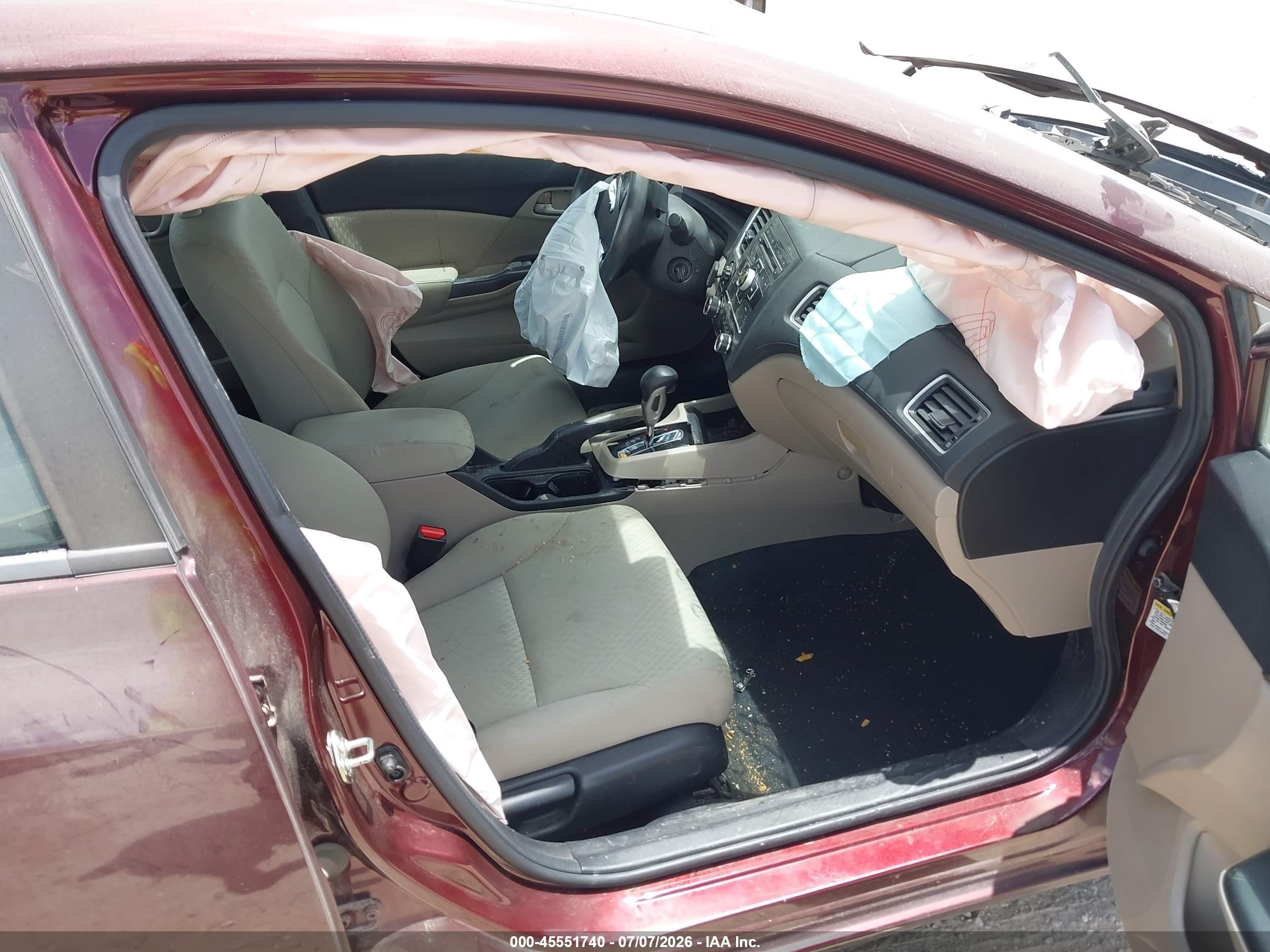2015 Honda Civic Lx Burgundy vin: 19XFB2F51FE224770