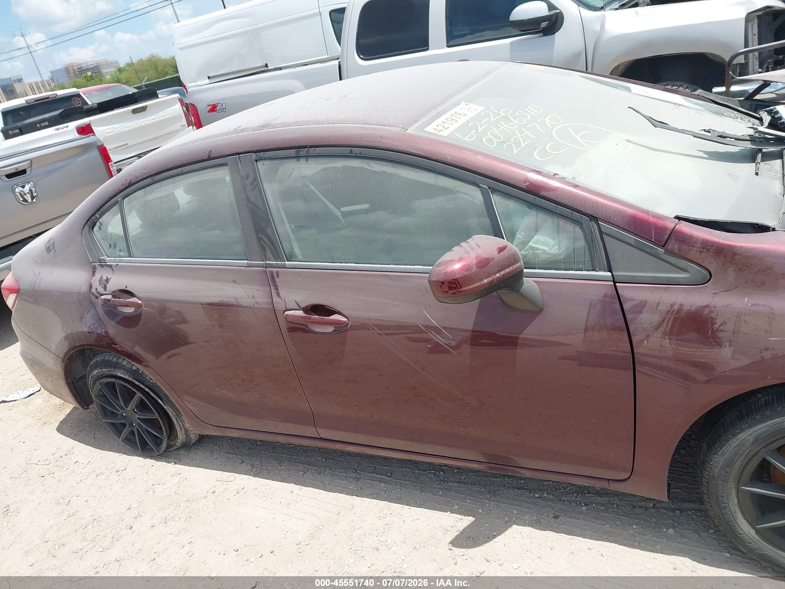 2015 Honda Civic Lx Burgundy vin: 19XFB2F51FE224770
