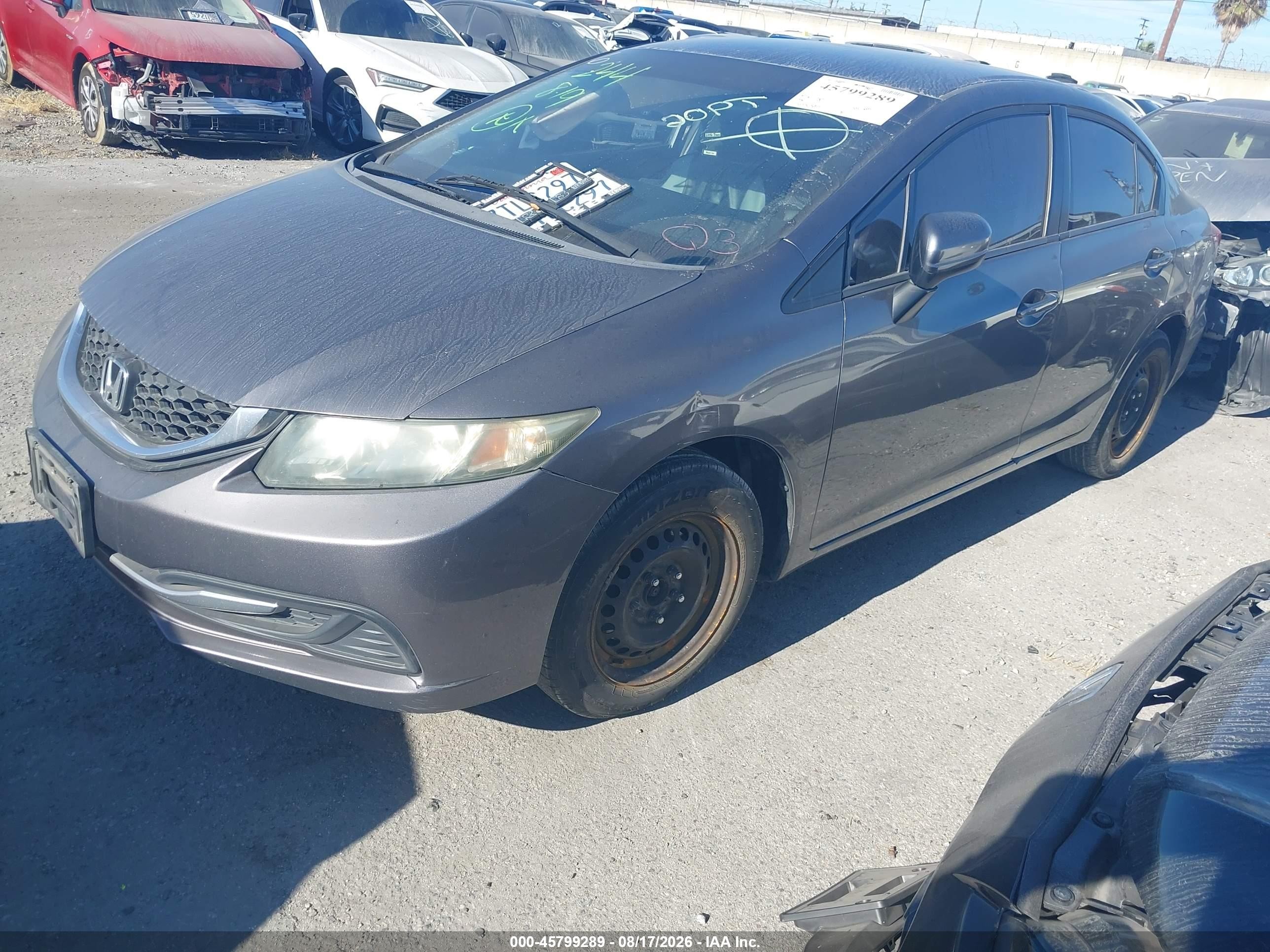 2015 Honda Civic Lx Gray vin: 19XFB2F51FE704677