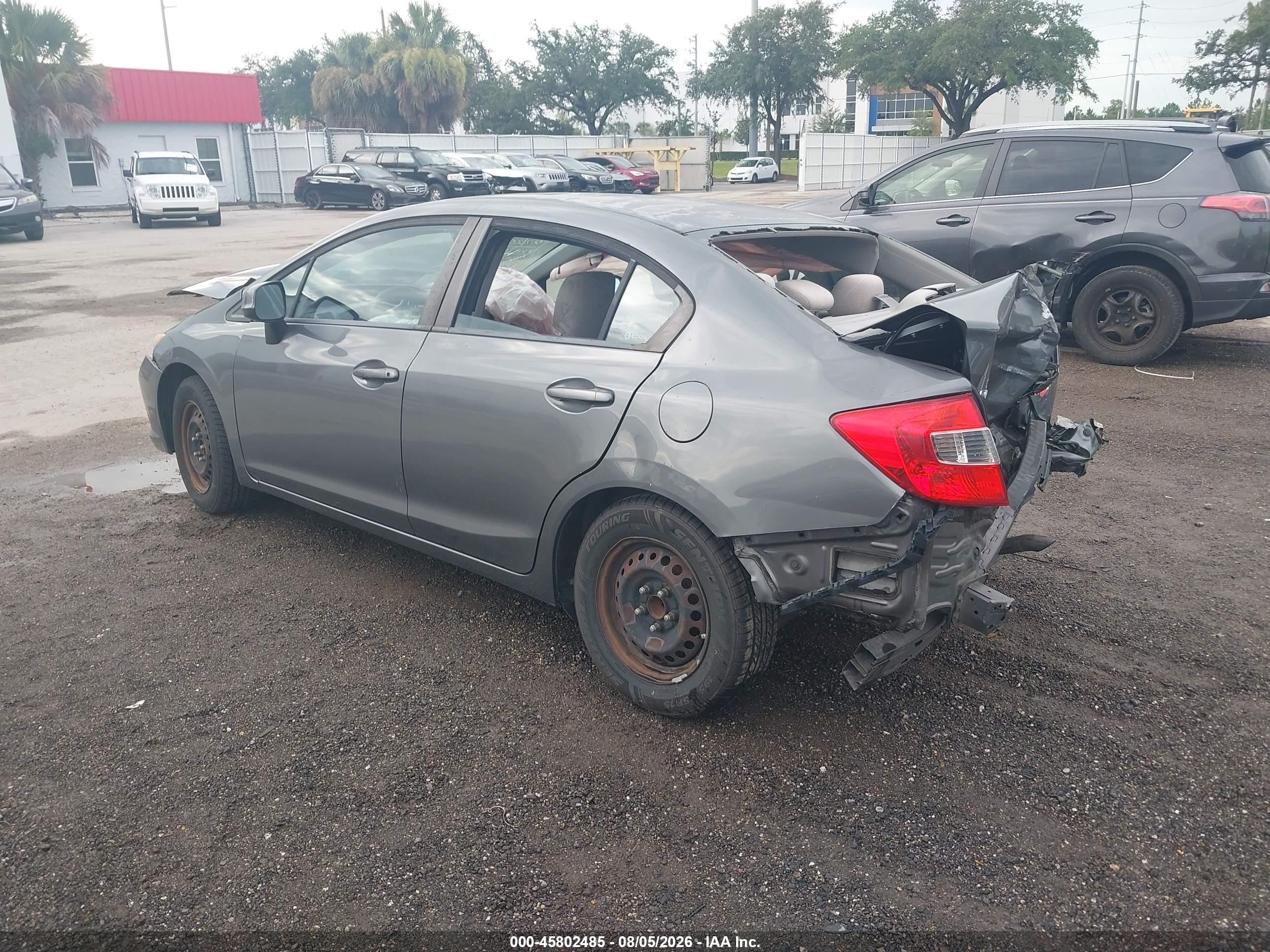 2012 Honda Civic Lx Gray vin: 19XFB2F52CE005845