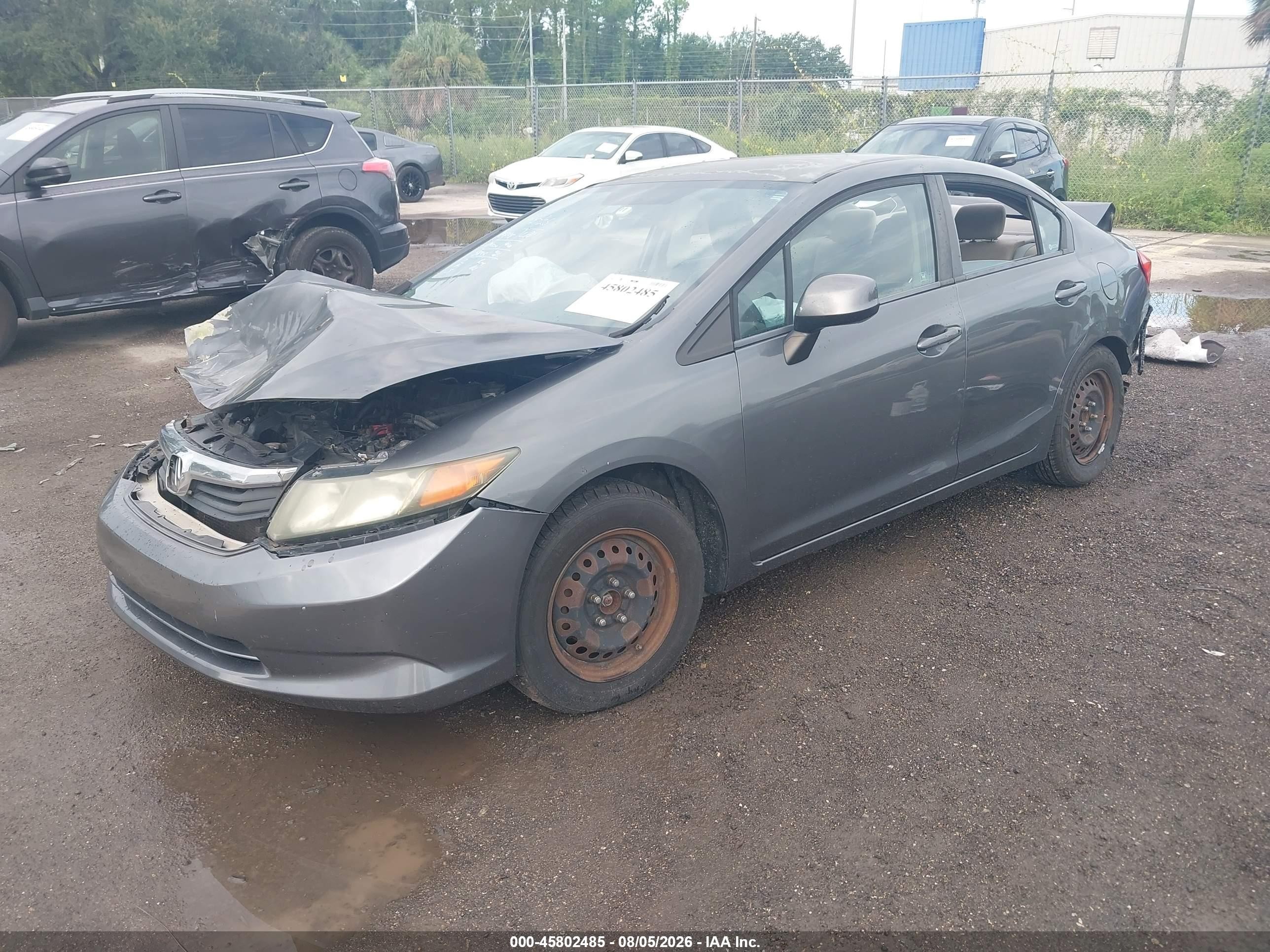 2012 Honda Civic Lx Gray vin: 19XFB2F52CE005845