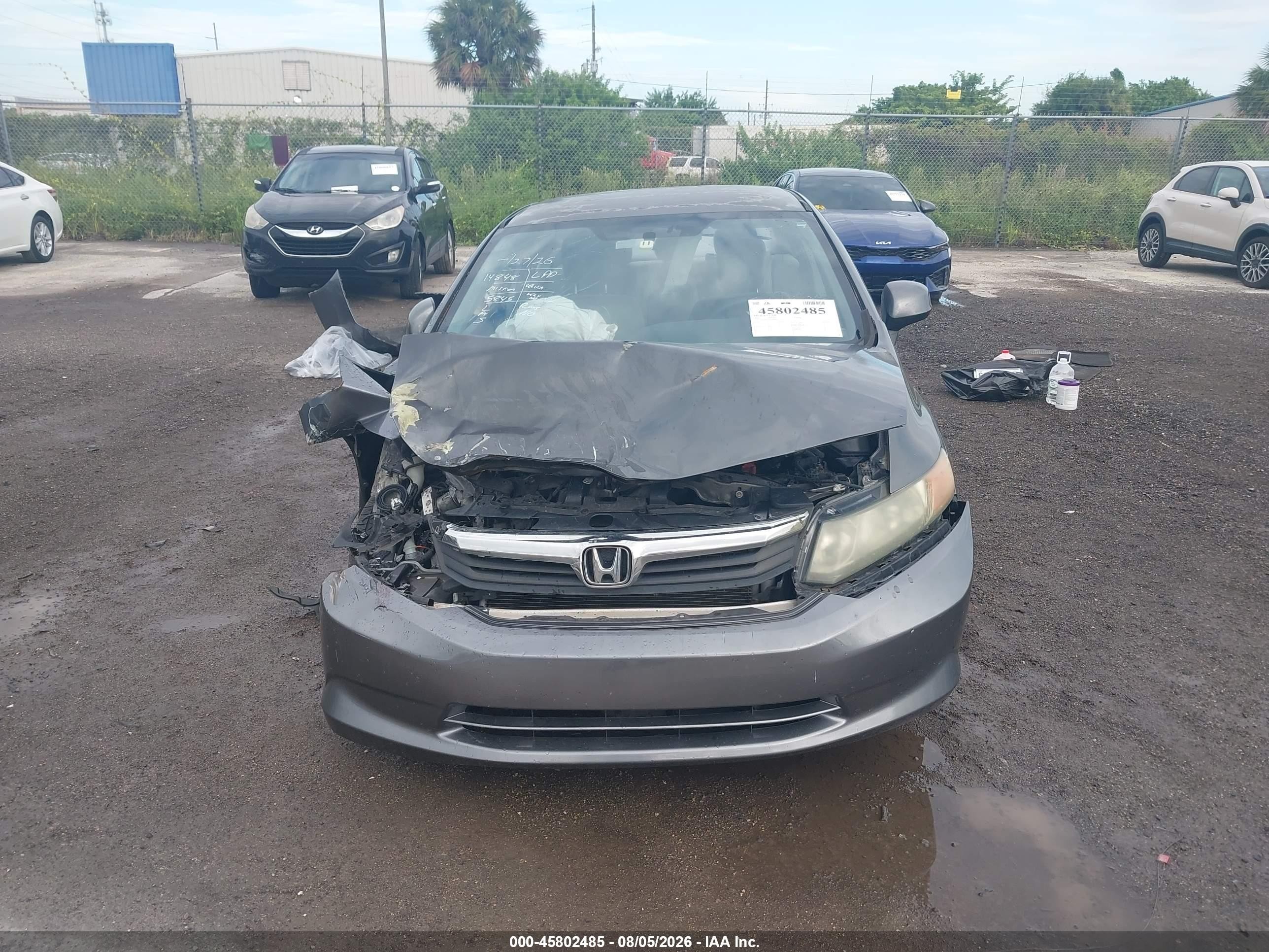 2012 Honda Civic Lx Gray vin: 19XFB2F52CE005845