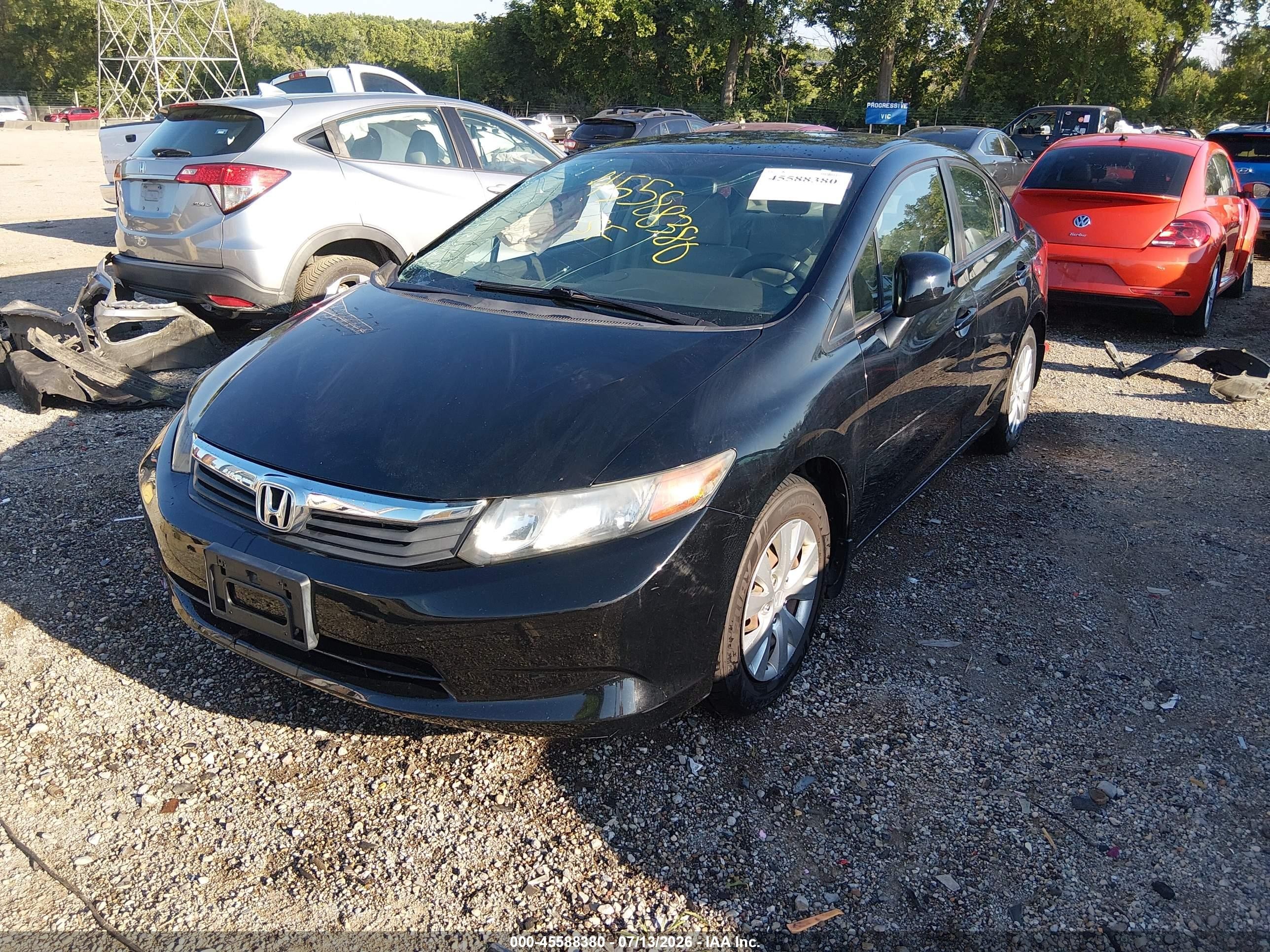 2012 Honda Civic Lx Black vin: 19XFB2F52CE007059