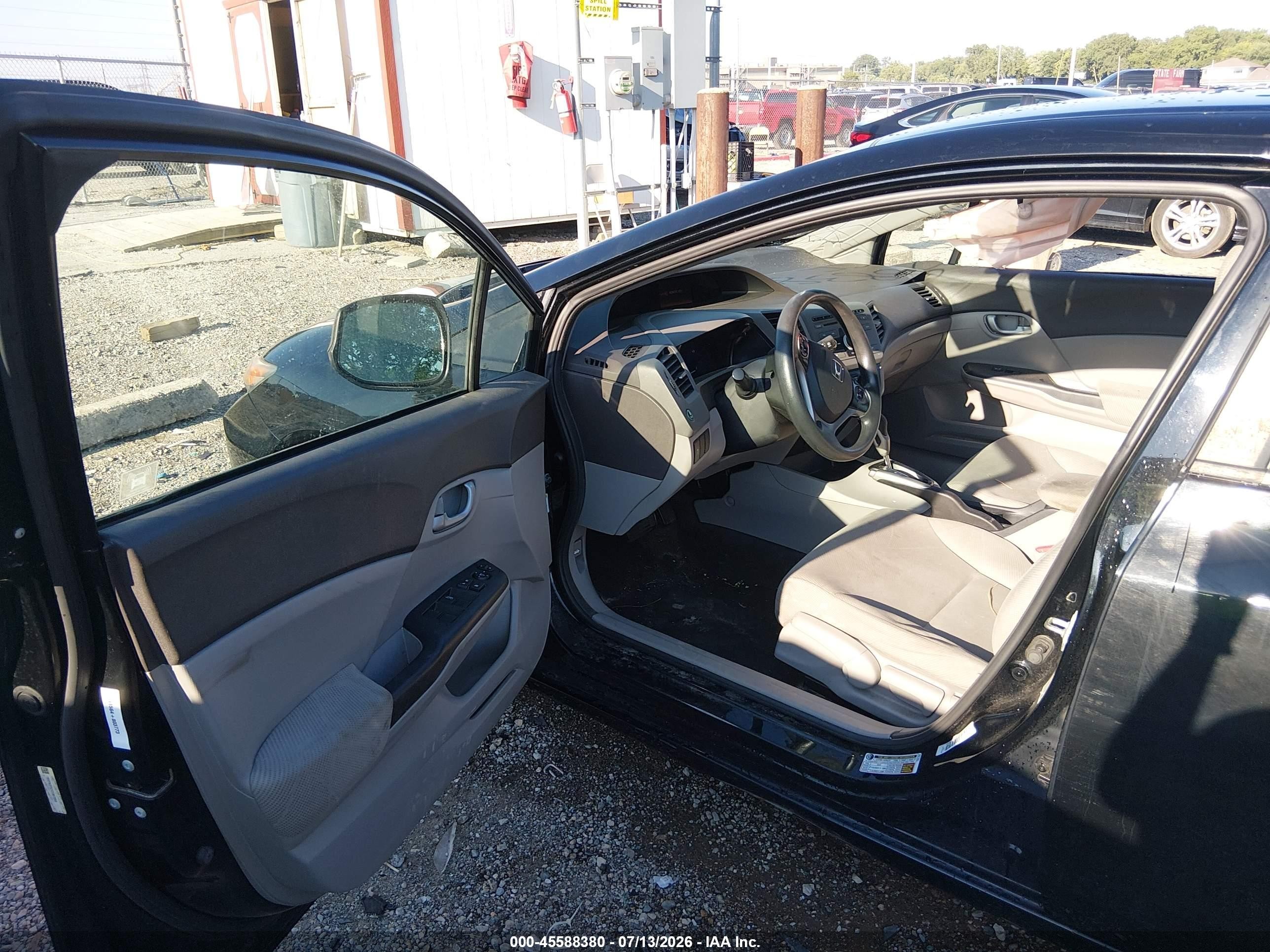 2012 Honda Civic Lx Black vin: 19XFB2F52CE007059