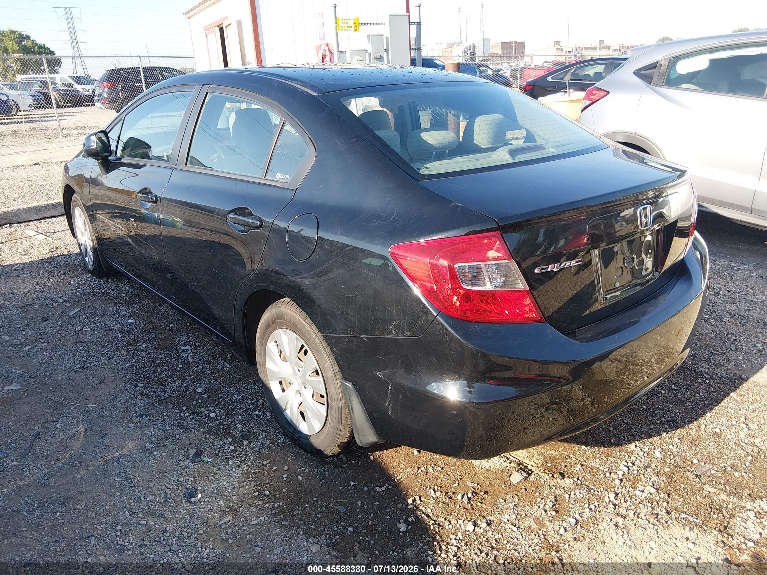 2012 Honda Civic Lx Black vin: 19XFB2F52CE007059