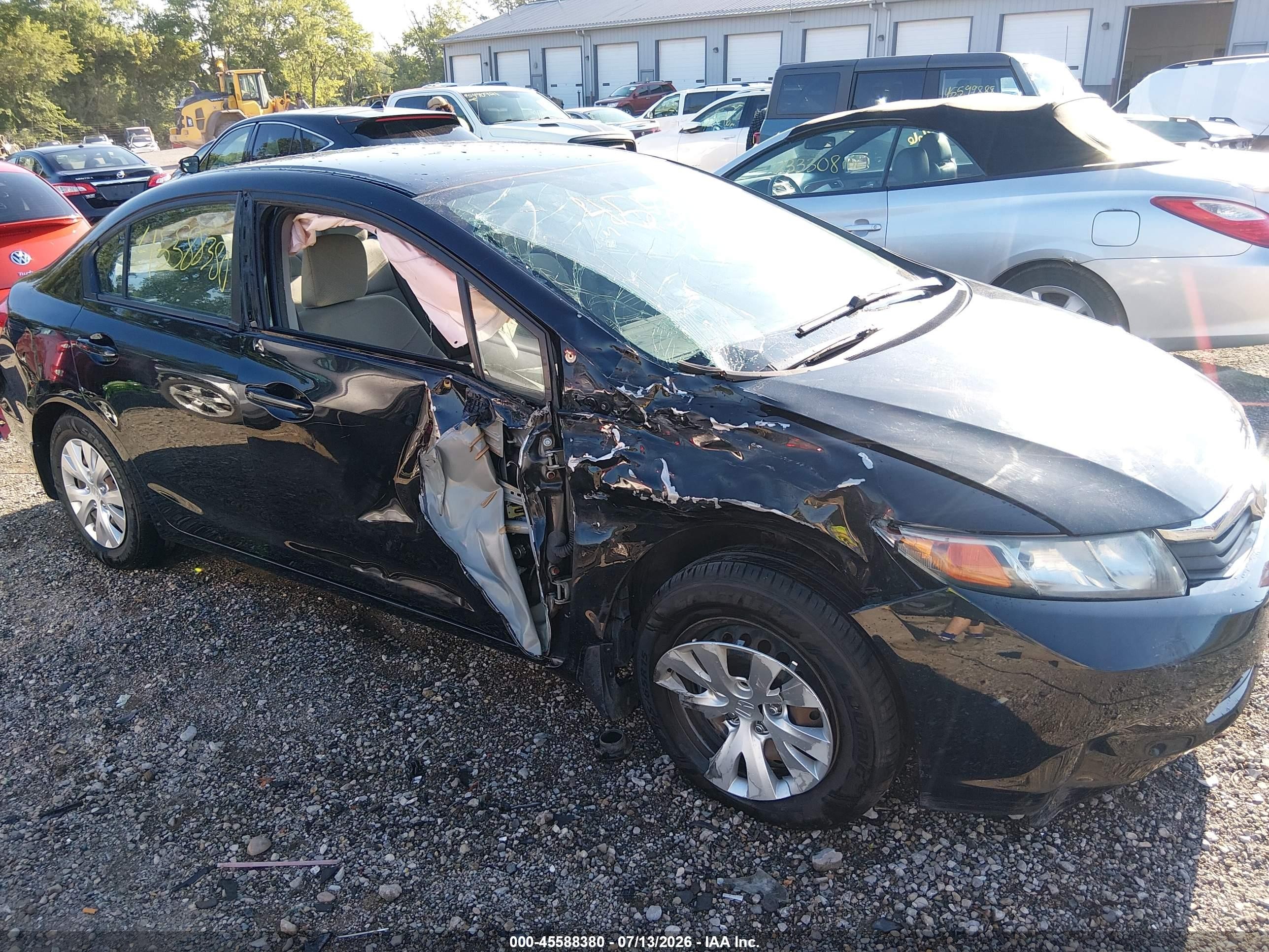 2012 Honda Civic Lx Black vin: 19XFB2F52CE007059