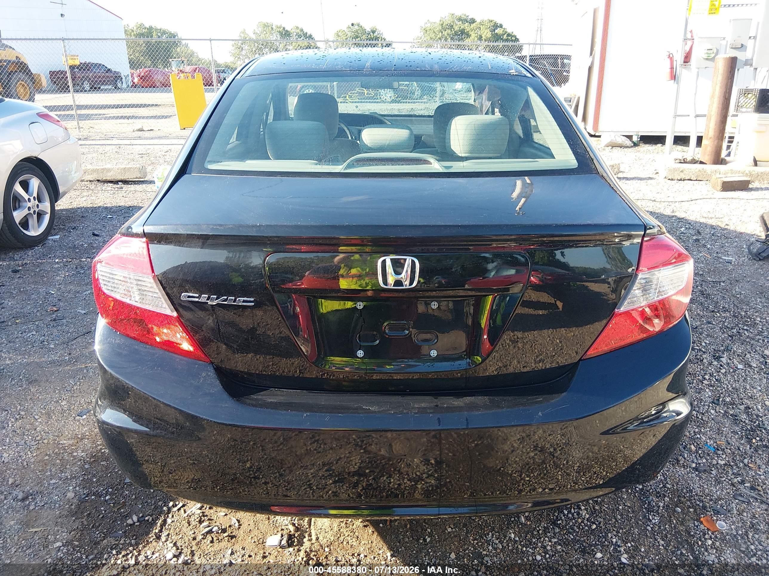 2012 Honda Civic Lx Black vin: 19XFB2F52CE007059