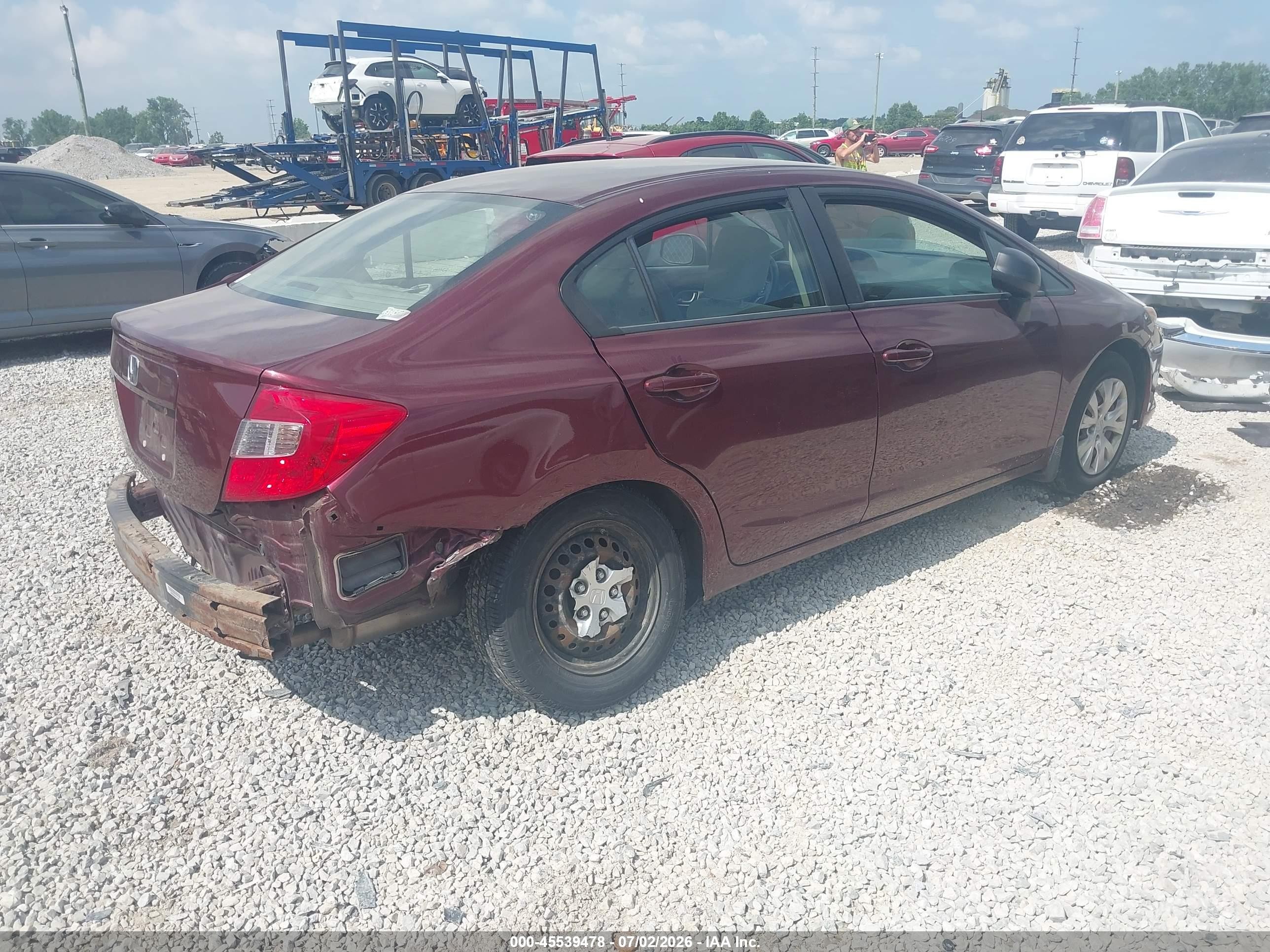 2012 Honda Civic Lx Maroon vin: 19XFB2F52CE022547