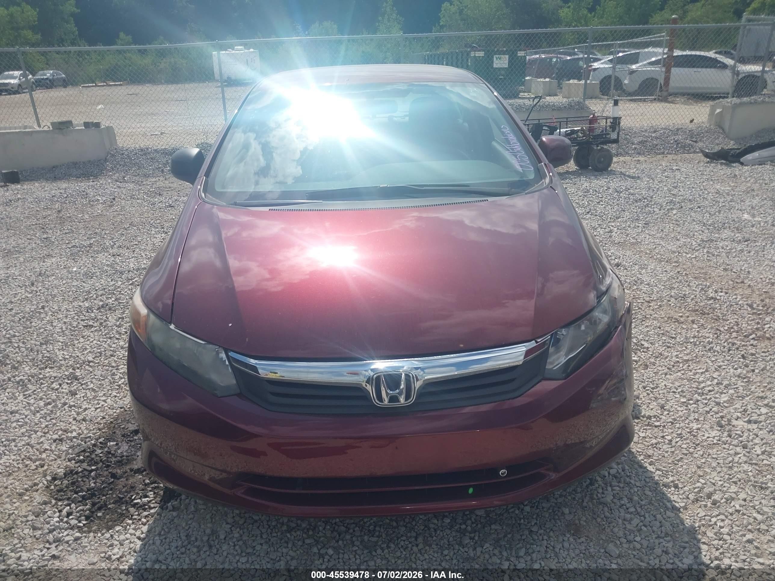 2012 Honda Civic Lx Maroon vin: 19XFB2F52CE022547