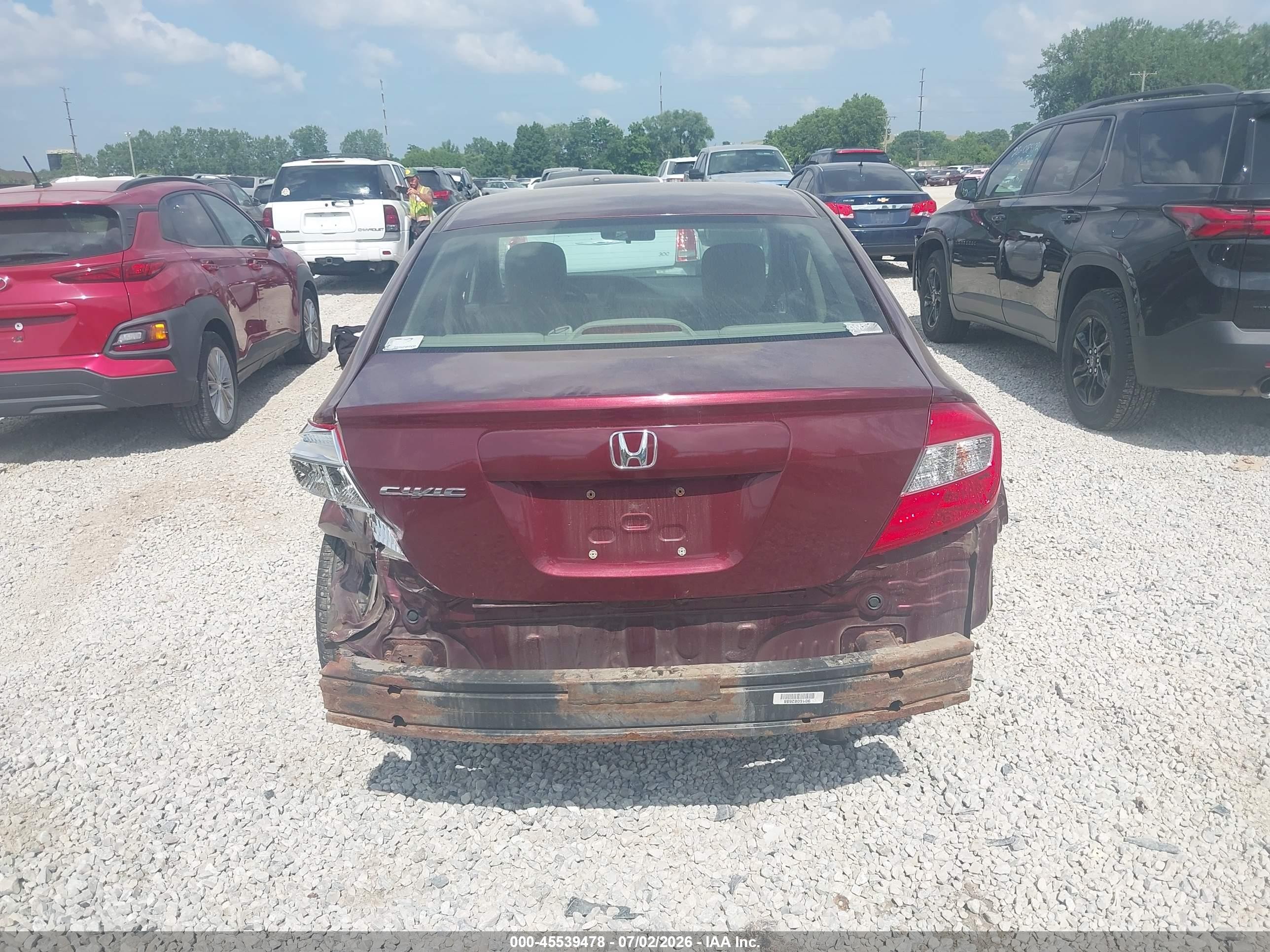 2012 Honda Civic Lx Maroon vin: 19XFB2F52CE022547