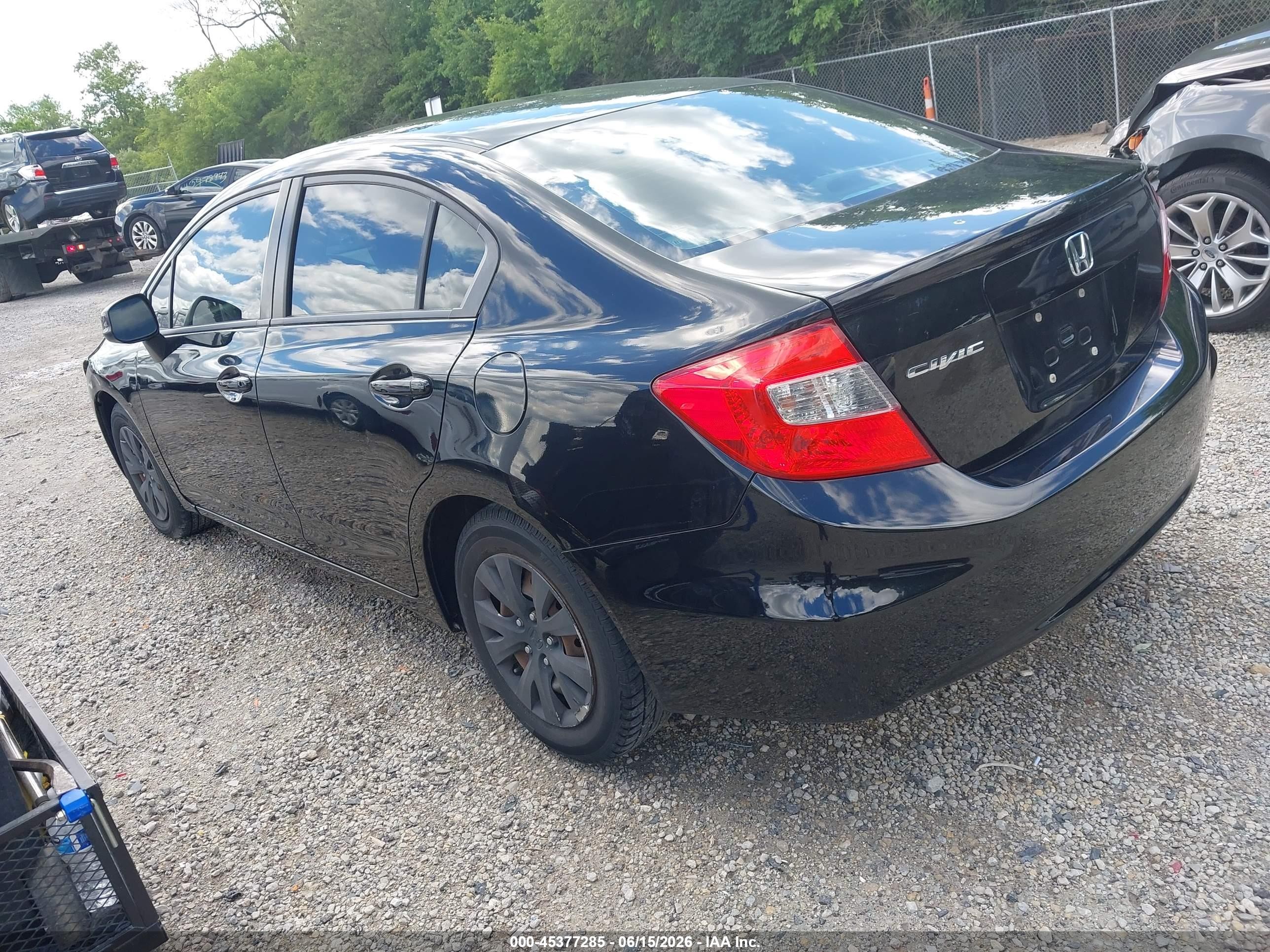 2012 Honda Civic Lx Black vin: 19XFB2F52CE039672