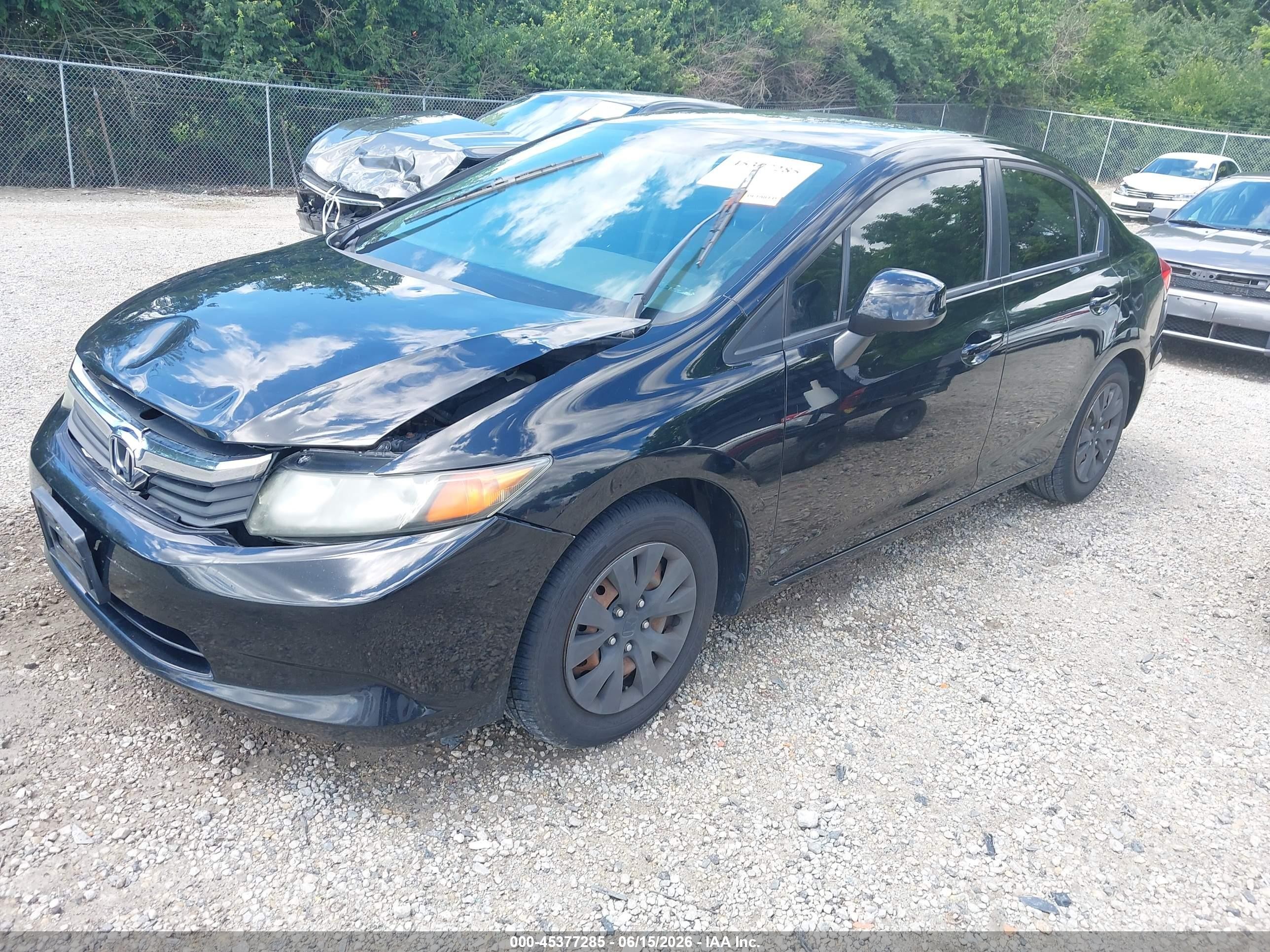 2012 Honda Civic Lx Black vin: 19XFB2F52CE039672