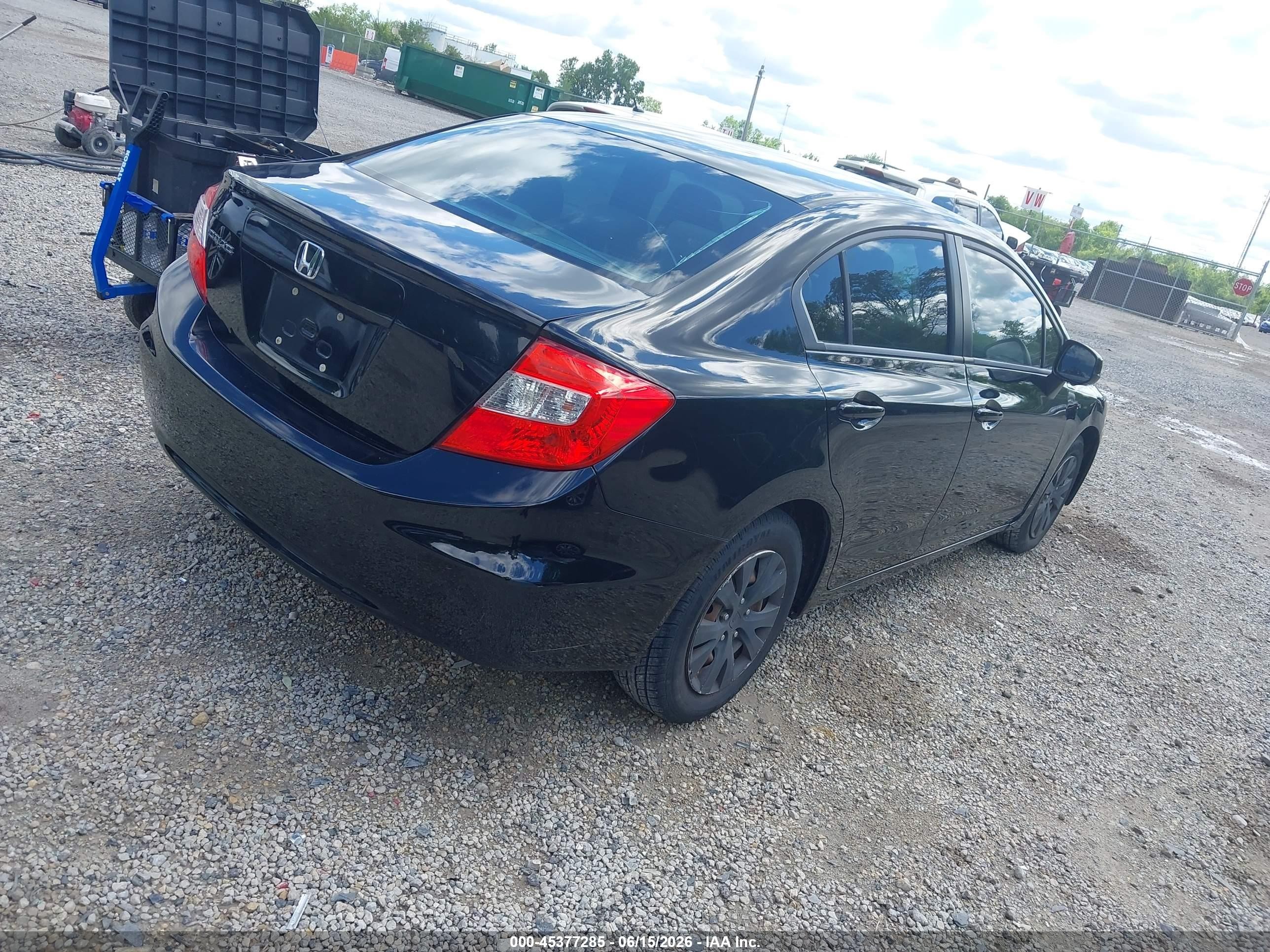 2012 Honda Civic Lx Black vin: 19XFB2F52CE039672