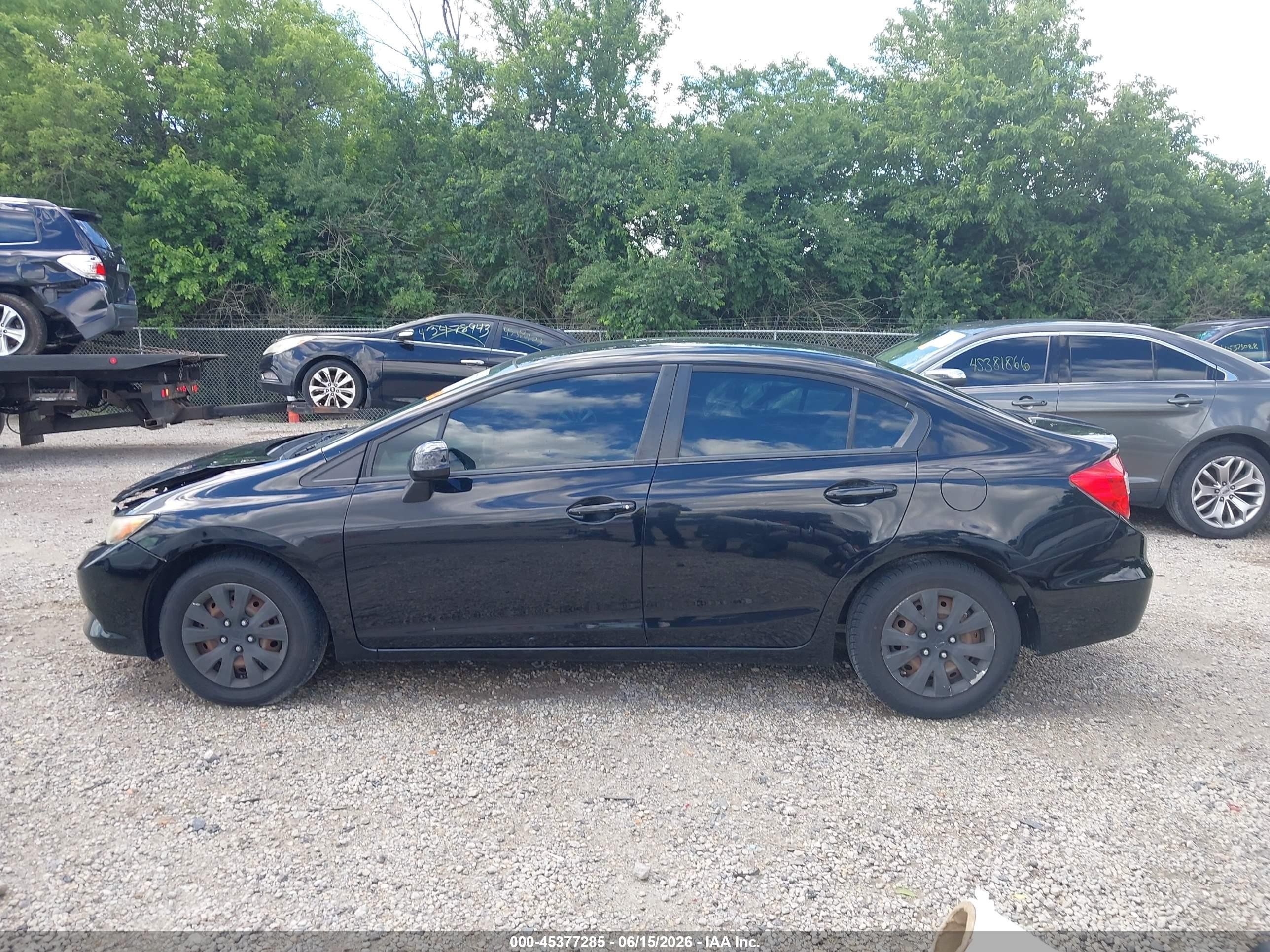 2012 Honda Civic Lx Black vin: 19XFB2F52CE039672