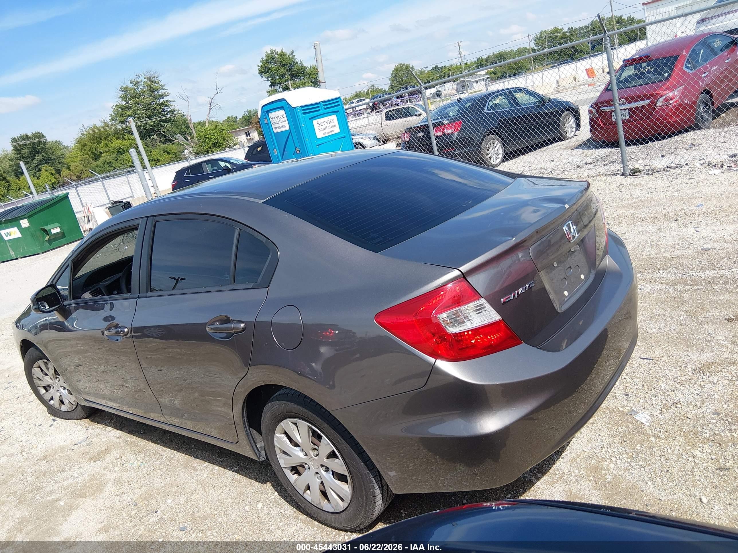 2012 Honda Civic Lx Gray vin: 19XFB2F52CE043494