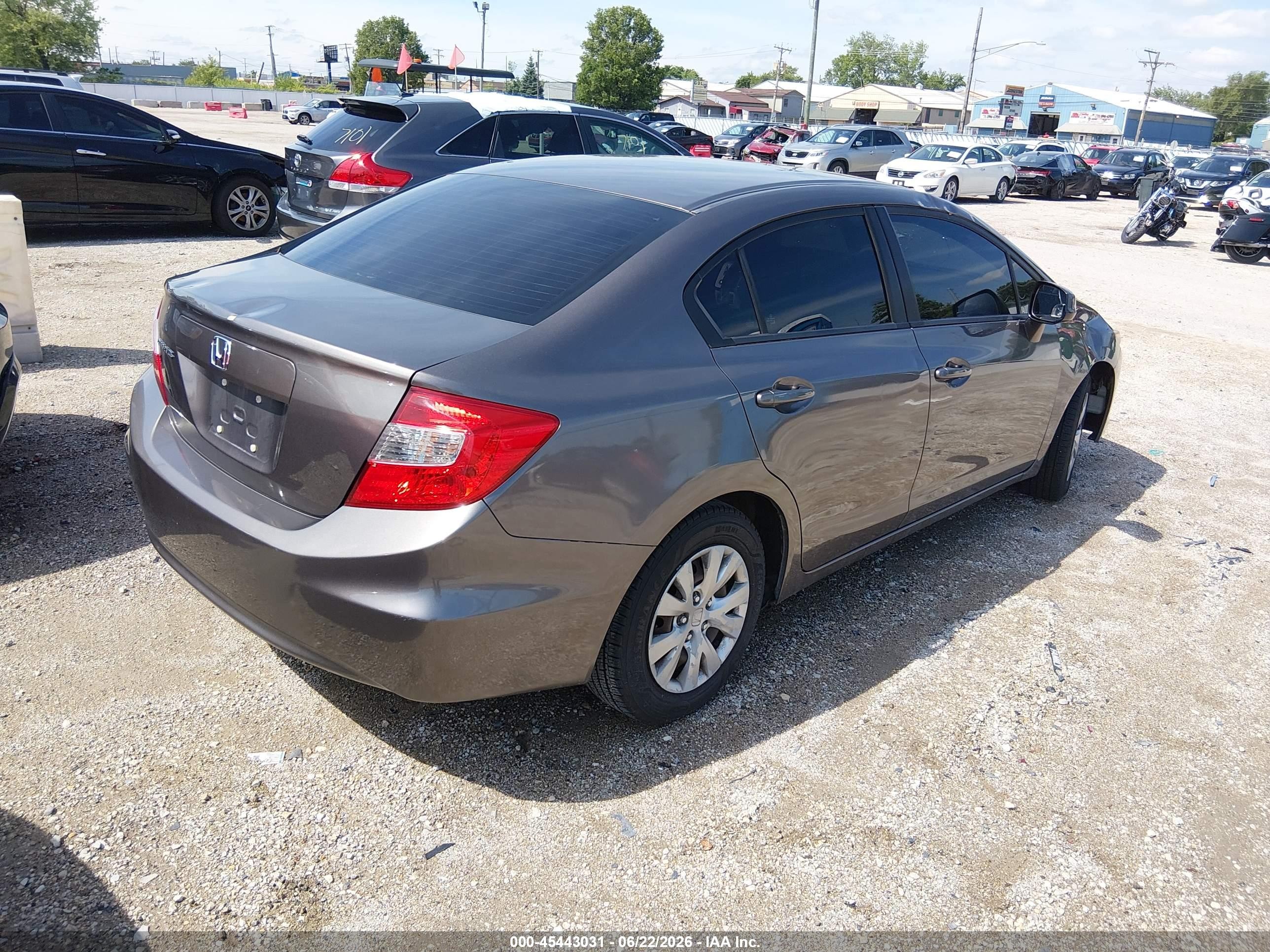 2012 Honda Civic Lx Gray vin: 19XFB2F52CE043494