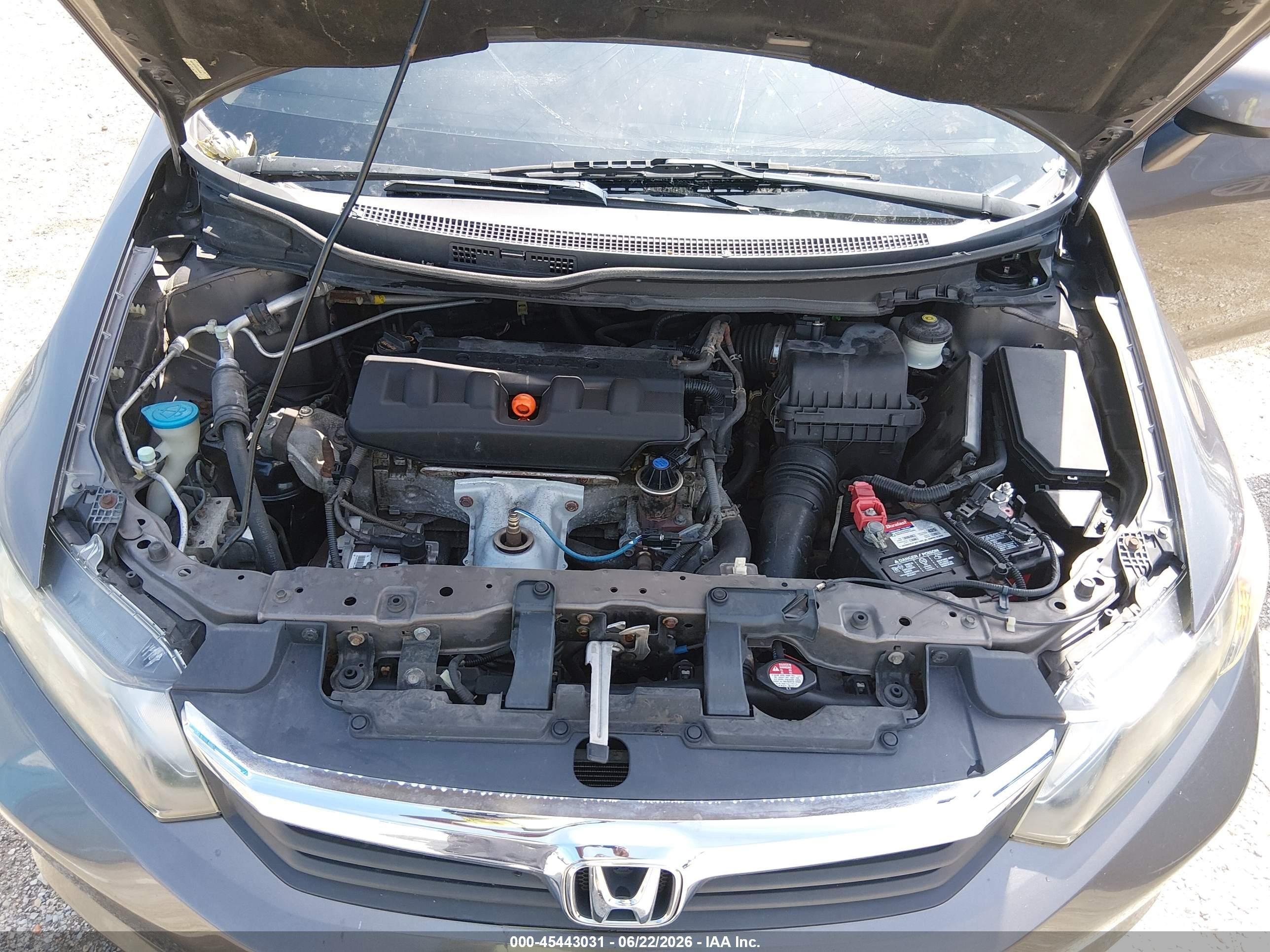 2012 Honda Civic Lx Gray vin: 19XFB2F52CE043494
