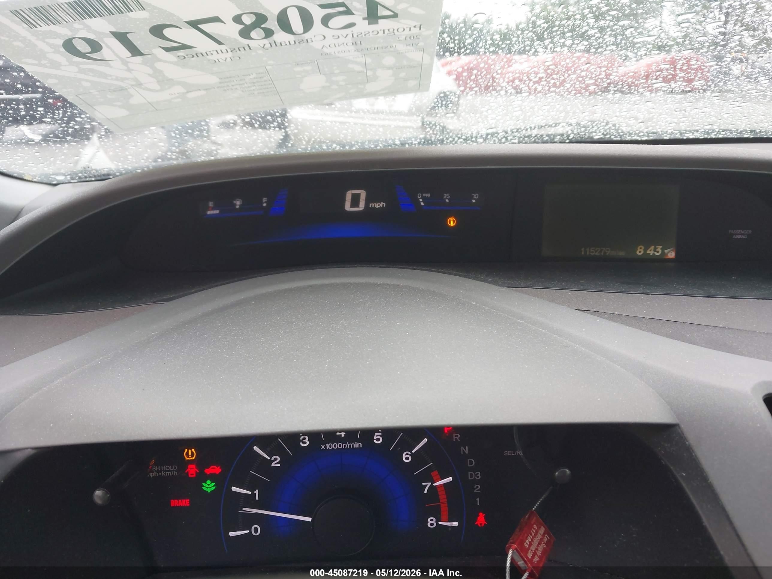 2012 Honda Civic Lx Light Blue vin: 19XFB2F52CE051563
