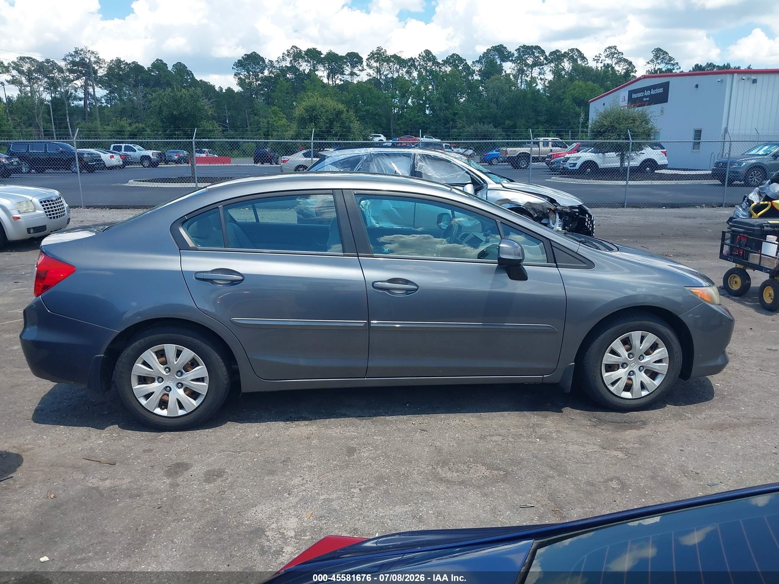 2012 Honda Civic Lx Gray vin: 19XFB2F52CE054575