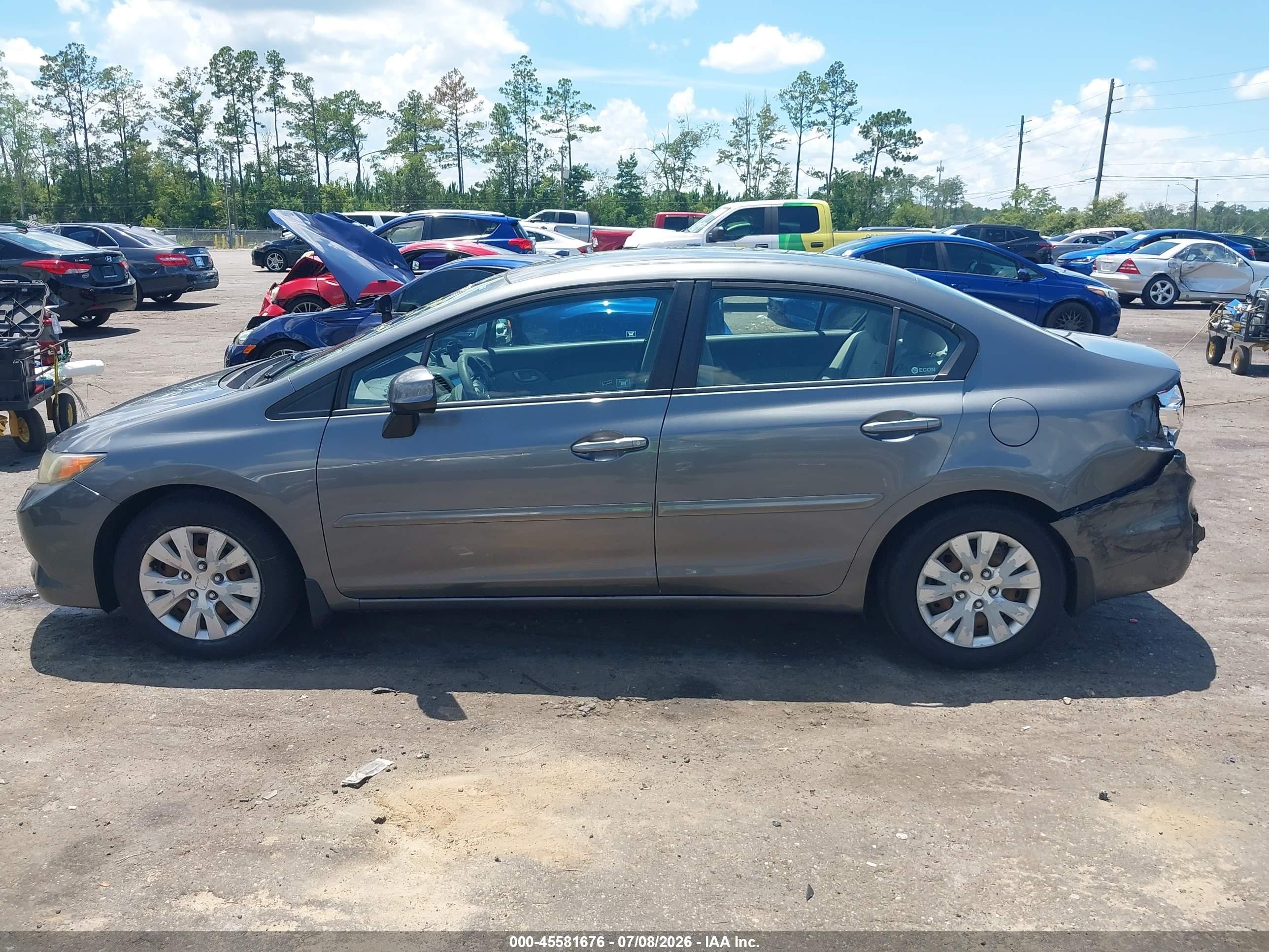 2012 Honda Civic Lx Gray vin: 19XFB2F52CE054575