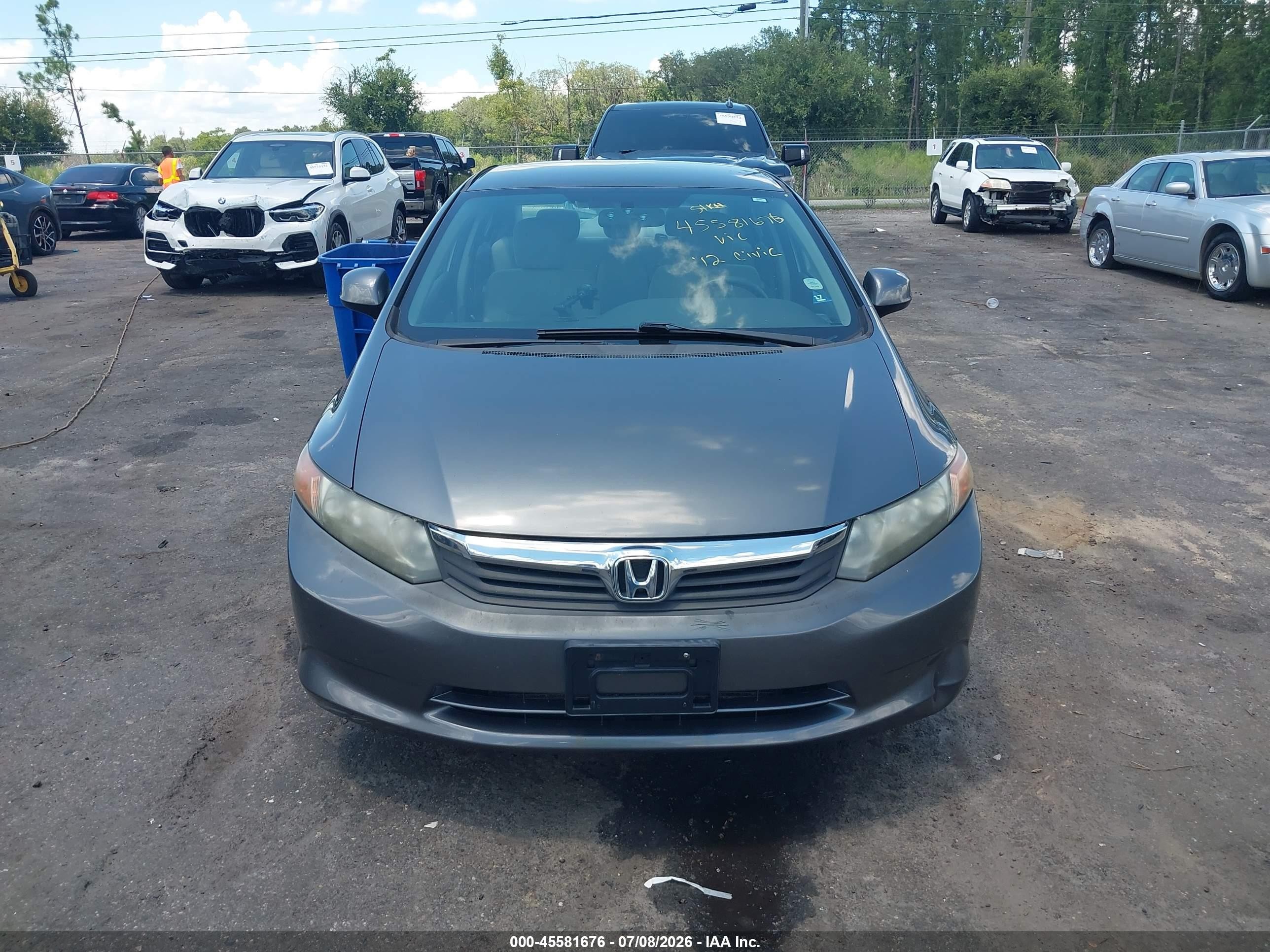 2012 Honda Civic Lx Gray vin: 19XFB2F52CE054575