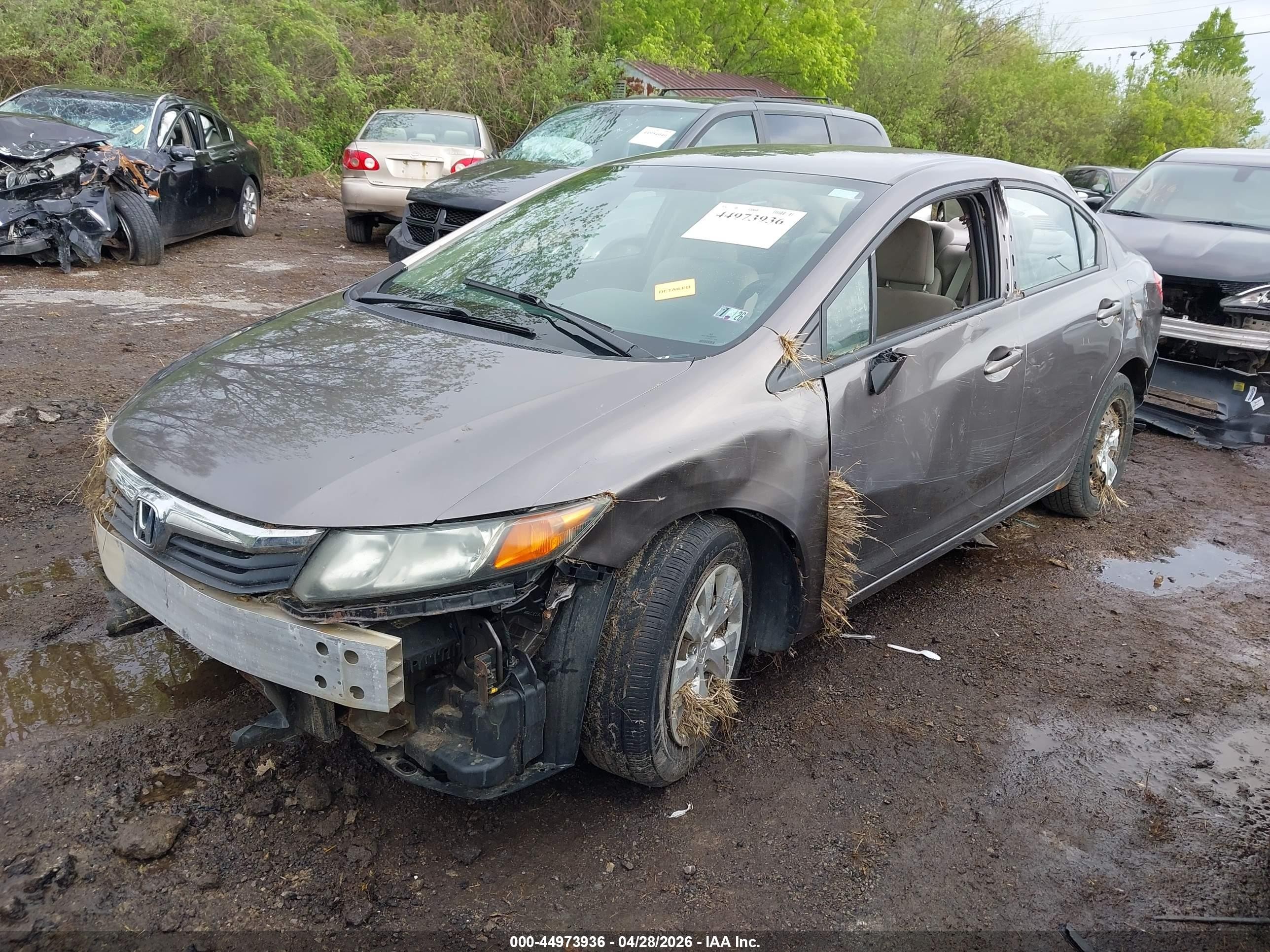 2012 Honda Civic Lx Gray vin: 19XFB2F52CE070243