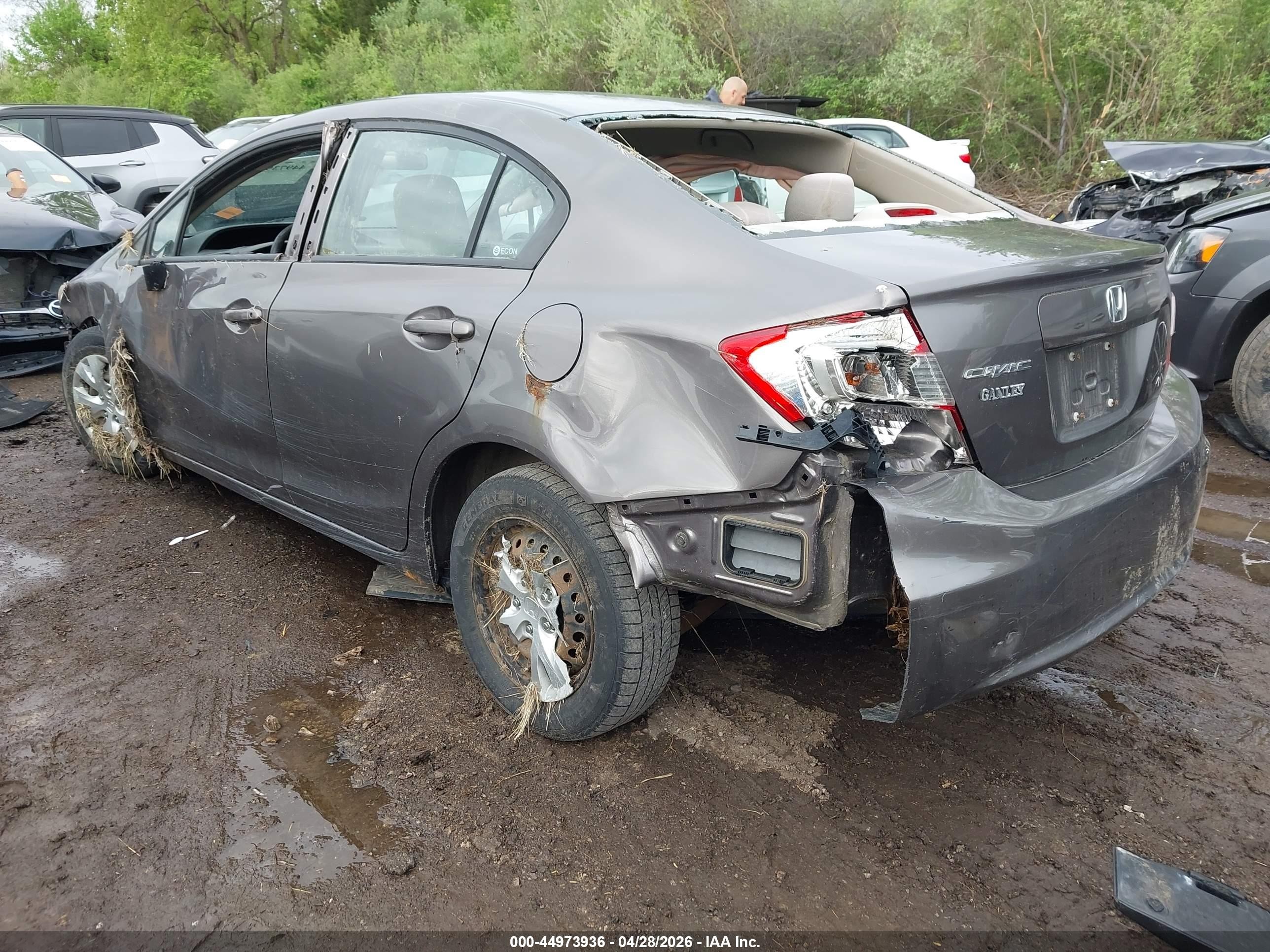 2012 Honda Civic Lx Gray vin: 19XFB2F52CE070243