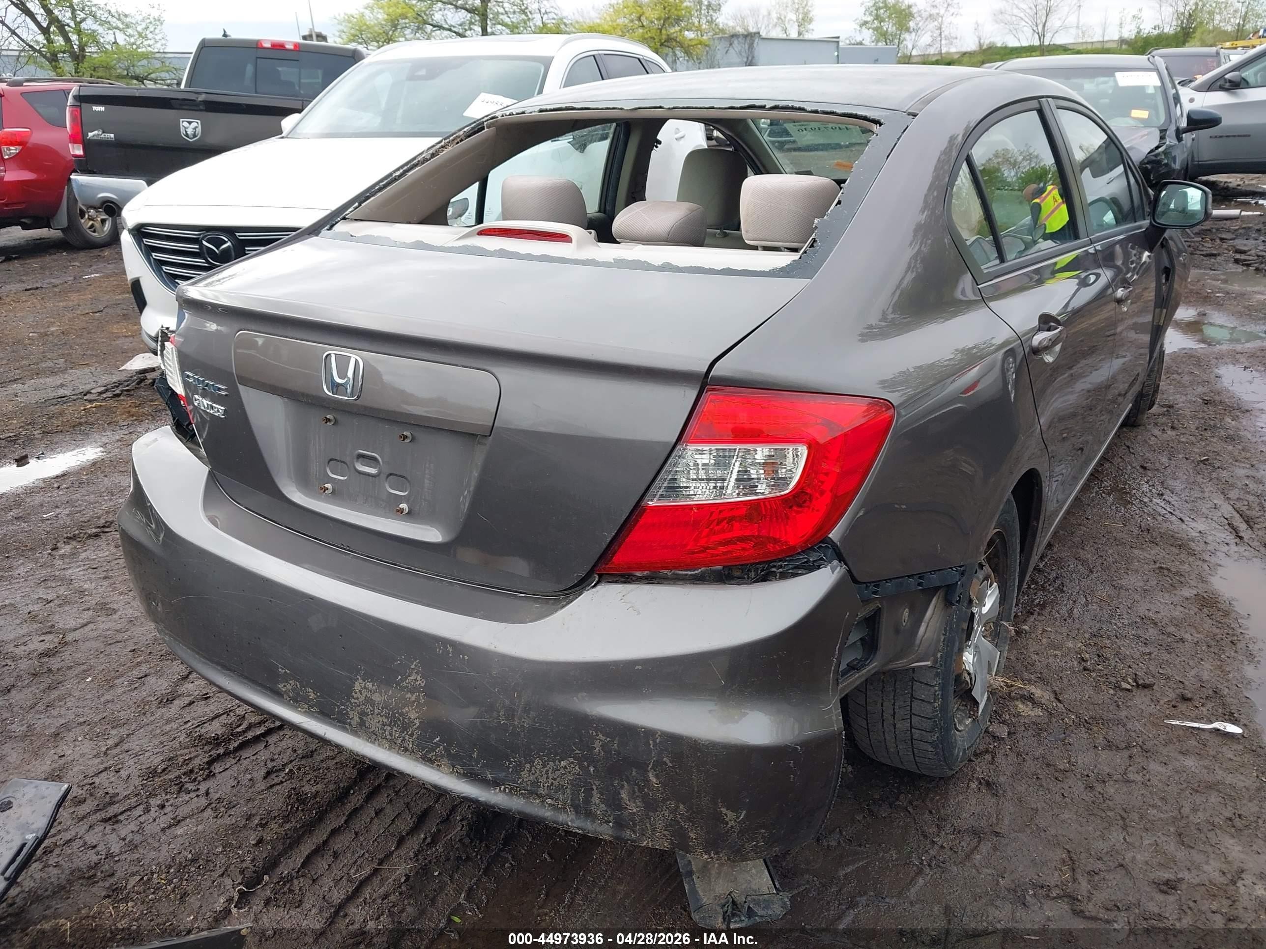 2012 Honda Civic Lx Gray vin: 19XFB2F52CE070243