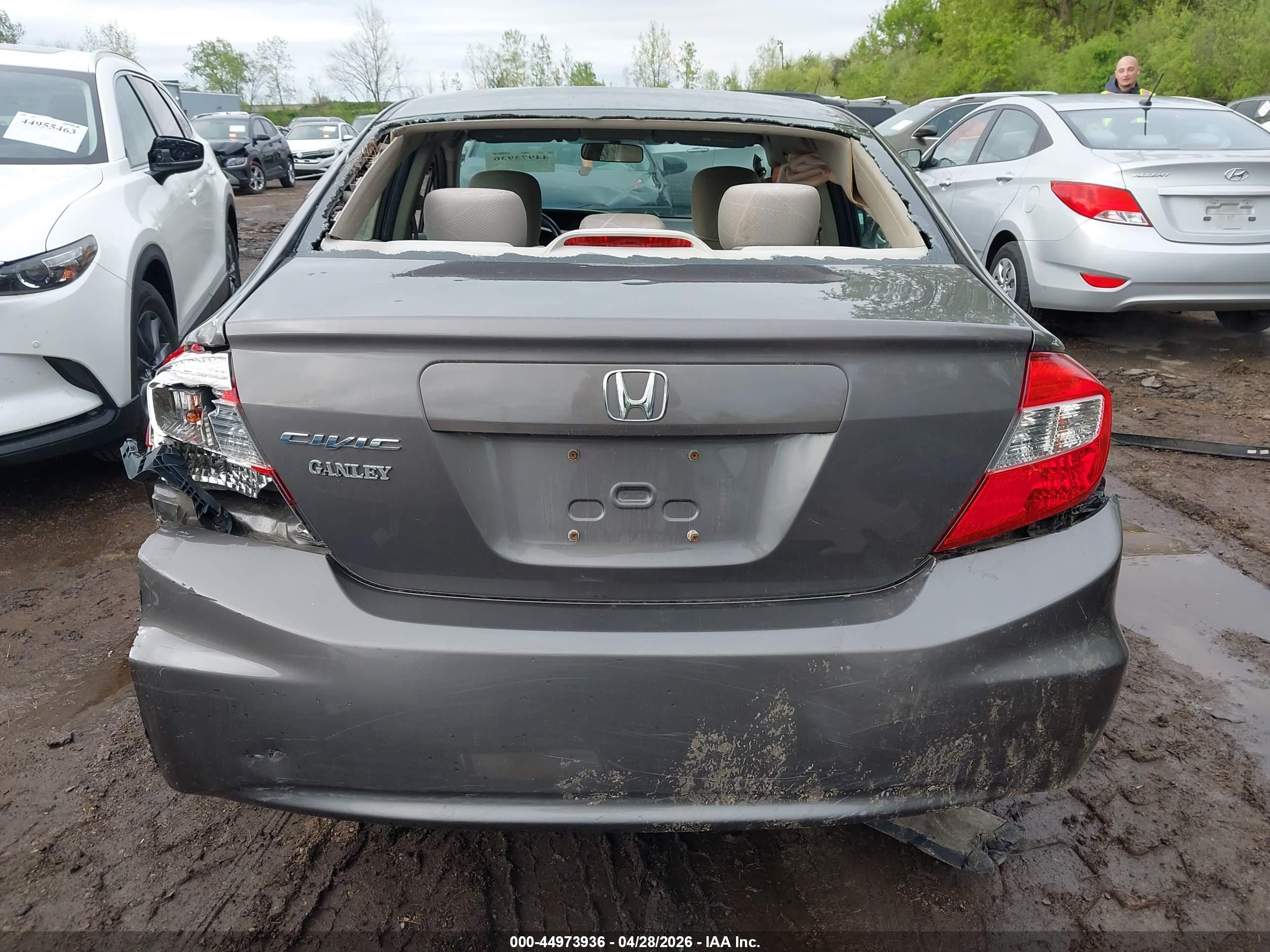 2012 Honda Civic Lx Gray vin: 19XFB2F52CE070243