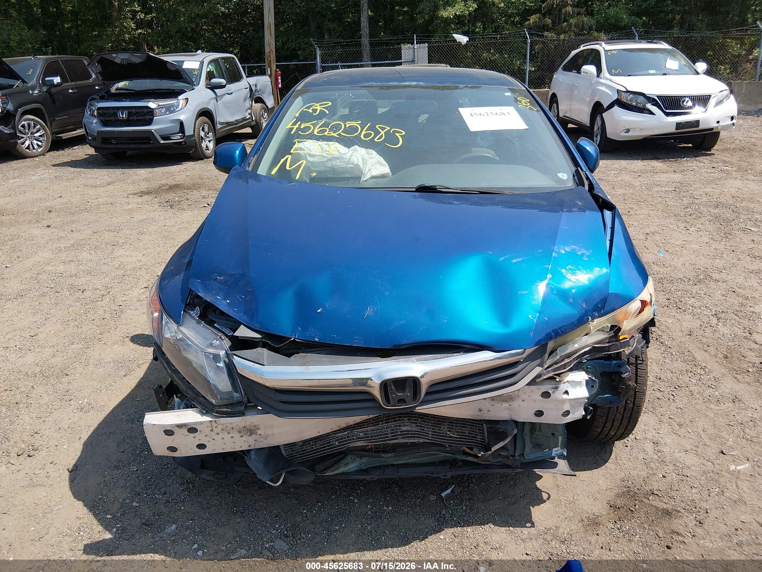 2012 Honda Civic Lx Blue vin: 19XFB2F52CE070677