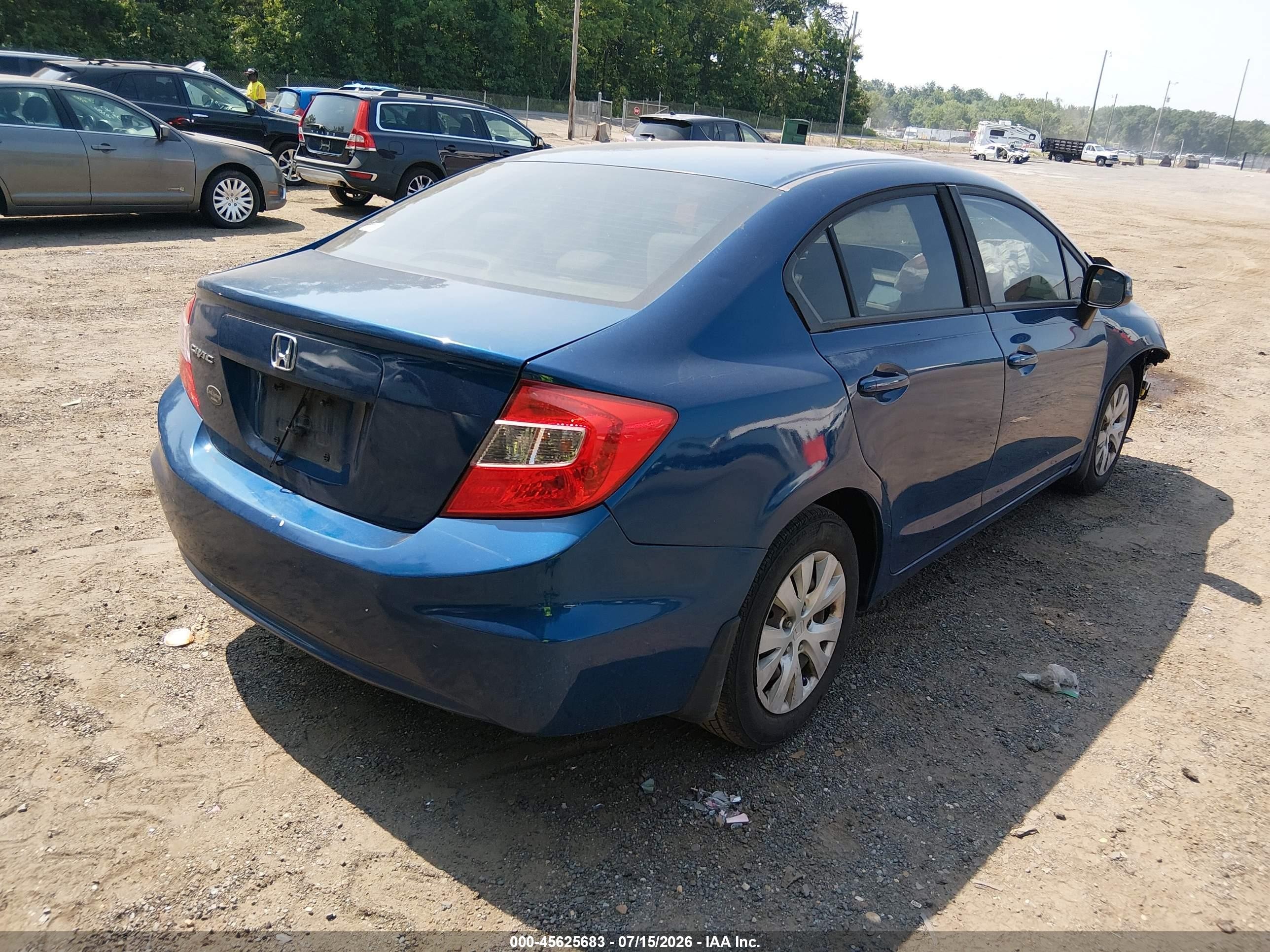 2012 Honda Civic Lx Blue vin: 19XFB2F52CE070677