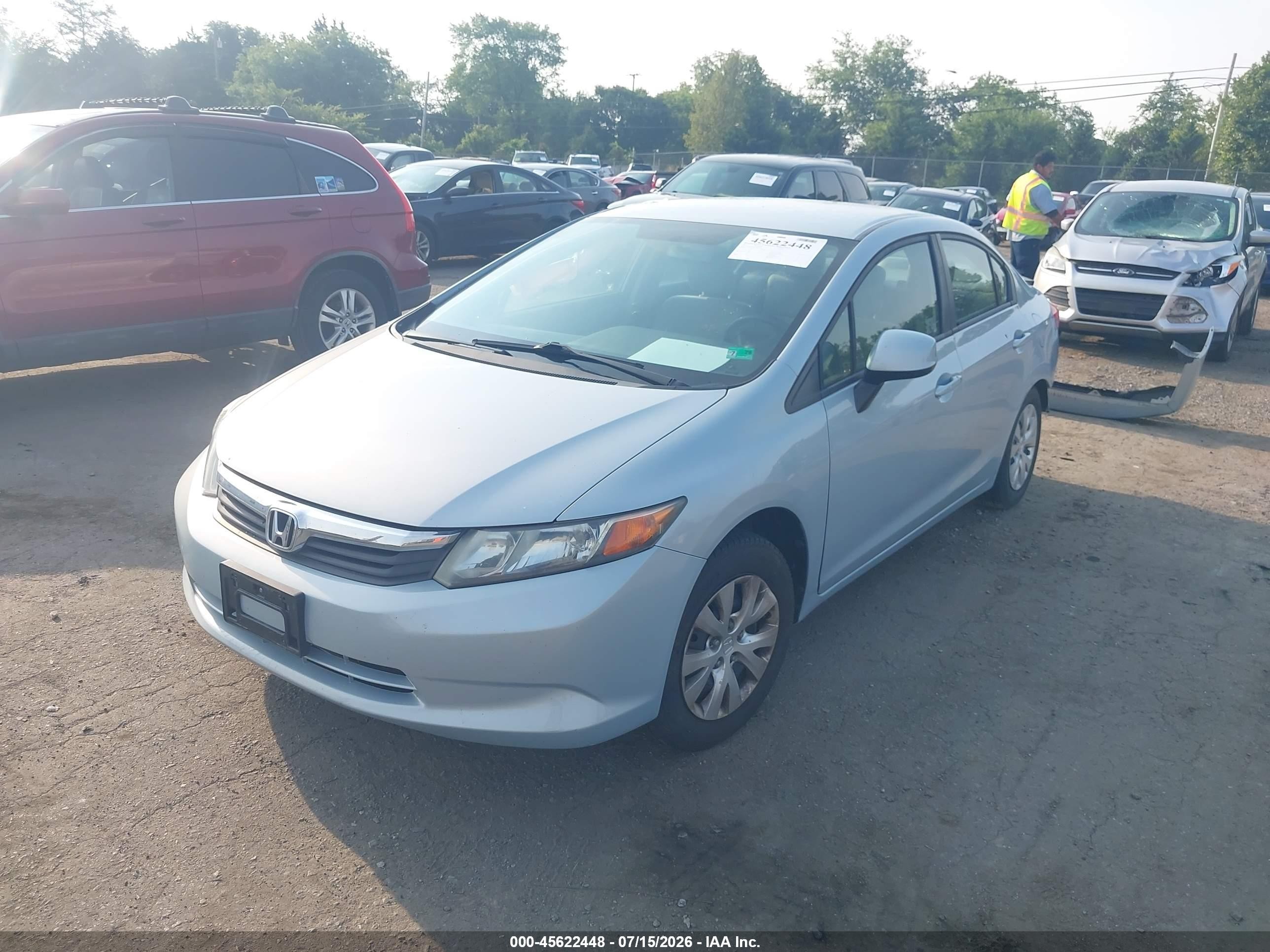 2012 Honda Civic Lx Blue vin: 19XFB2F52CE072493