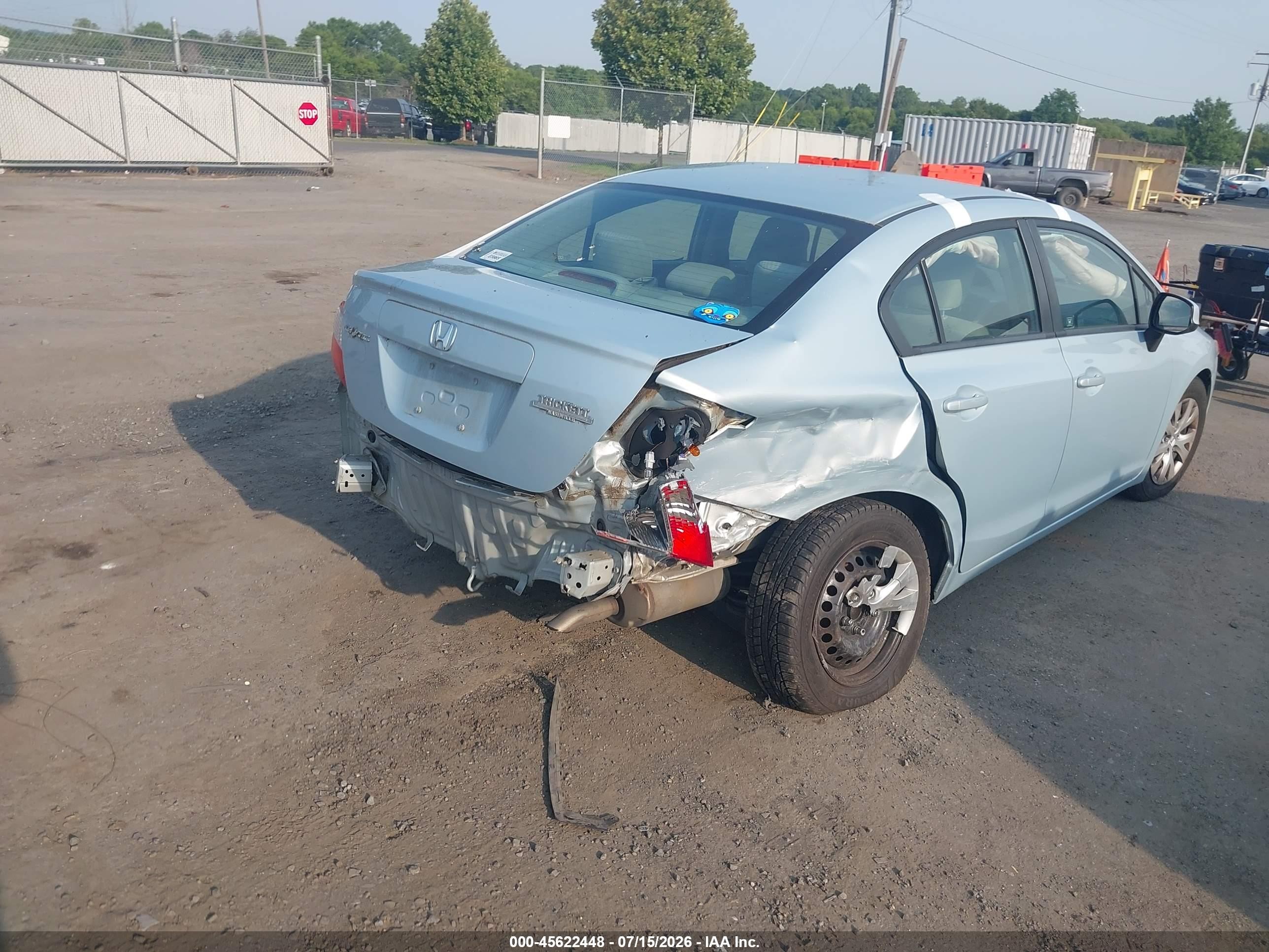 2012 Honda Civic Lx Blue vin: 19XFB2F52CE072493