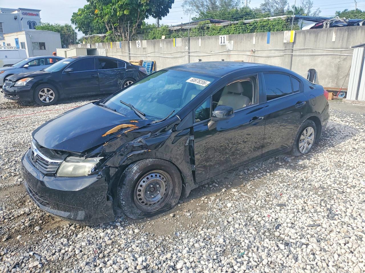 2012 Honda Civic Lx Black vin: 19XFB2F52CE078150