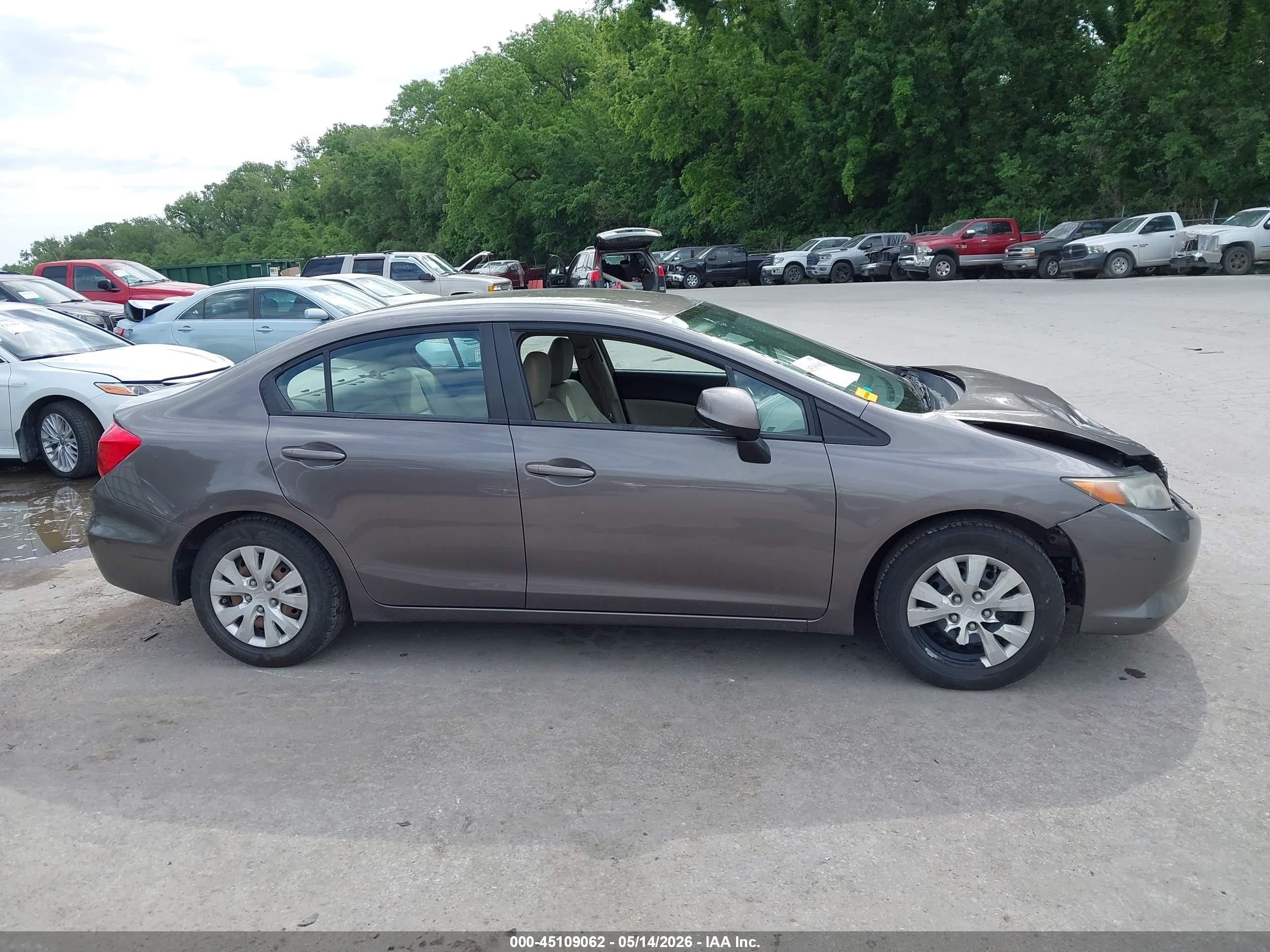 2012 Honda Civic Lx Gray vin: 19XFB2F52CE095188