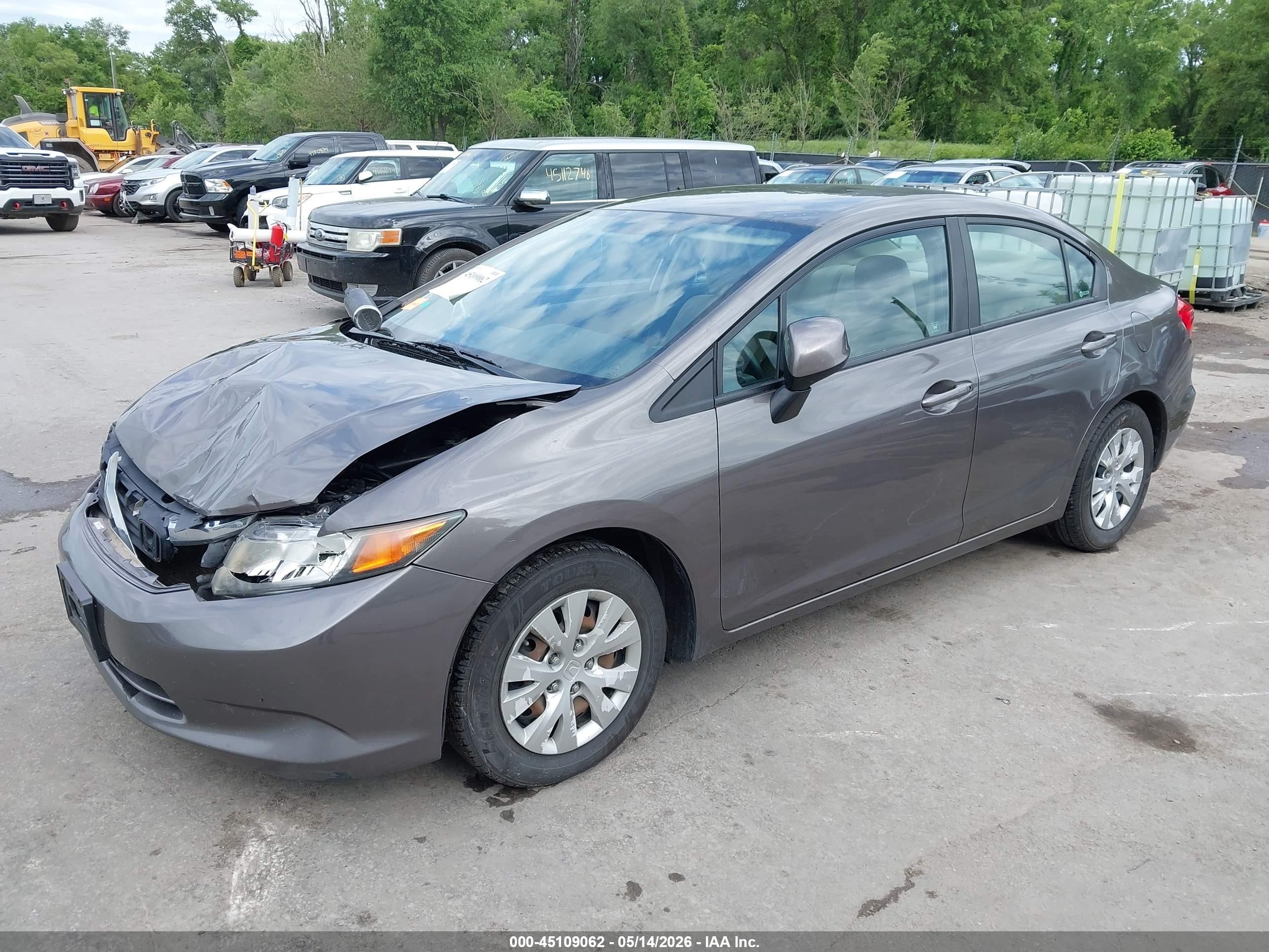 2012 Honda Civic Lx Gray vin: 19XFB2F52CE095188