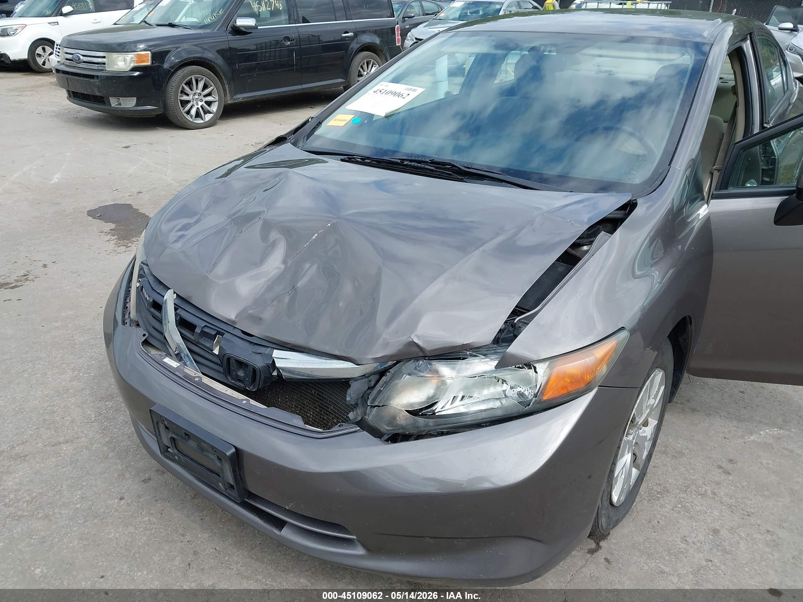 2012 Honda Civic Lx Gray vin: 19XFB2F52CE095188