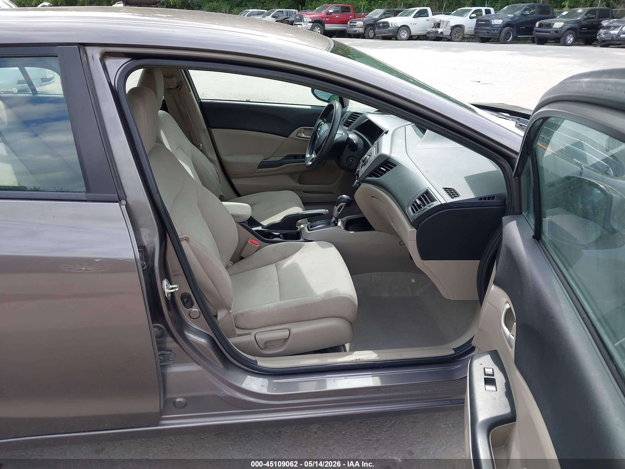 2012 Honda Civic Lx Gray vin: 19XFB2F52CE095188