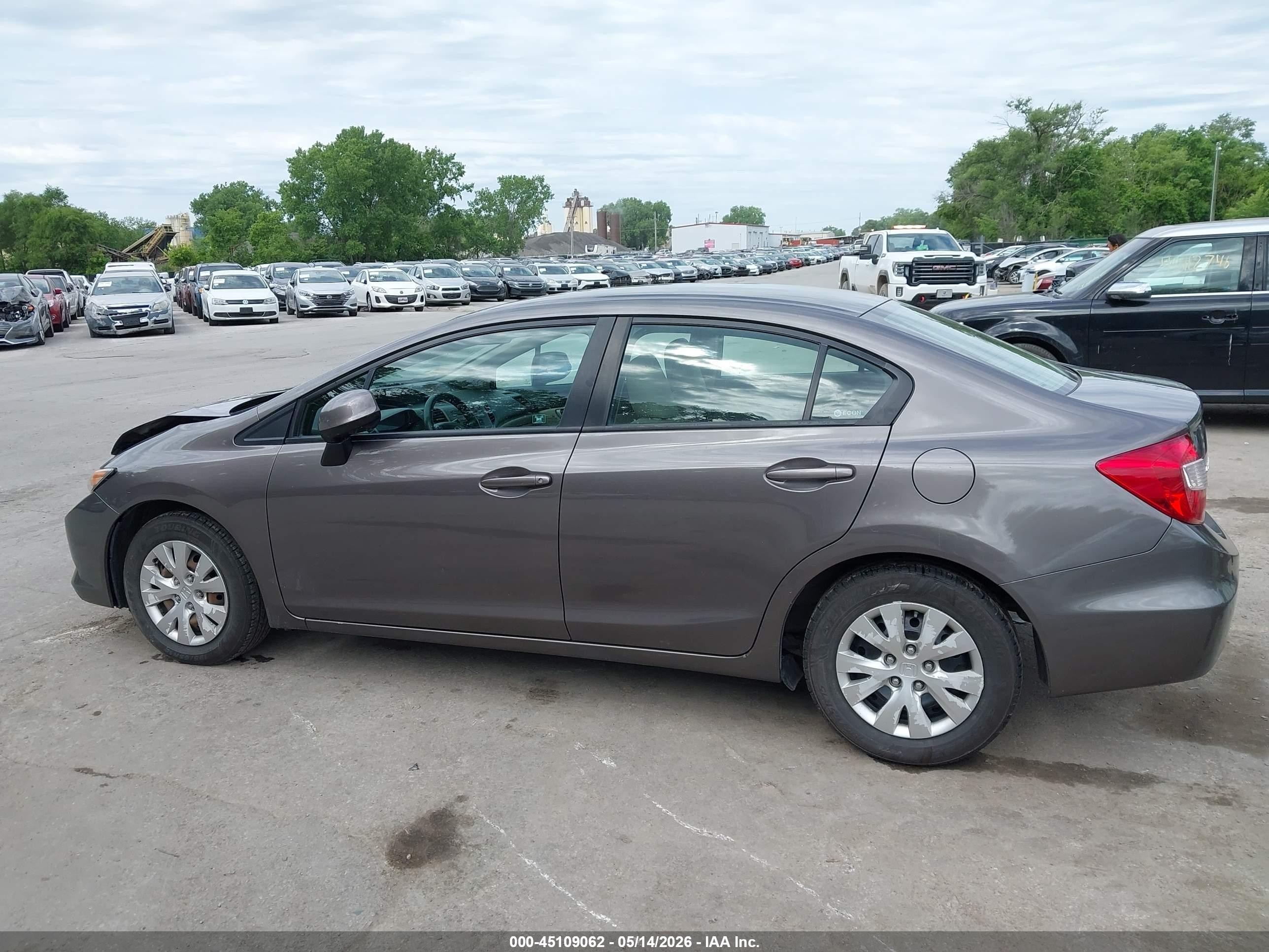 2012 Honda Civic Lx Gray vin: 19XFB2F52CE095188