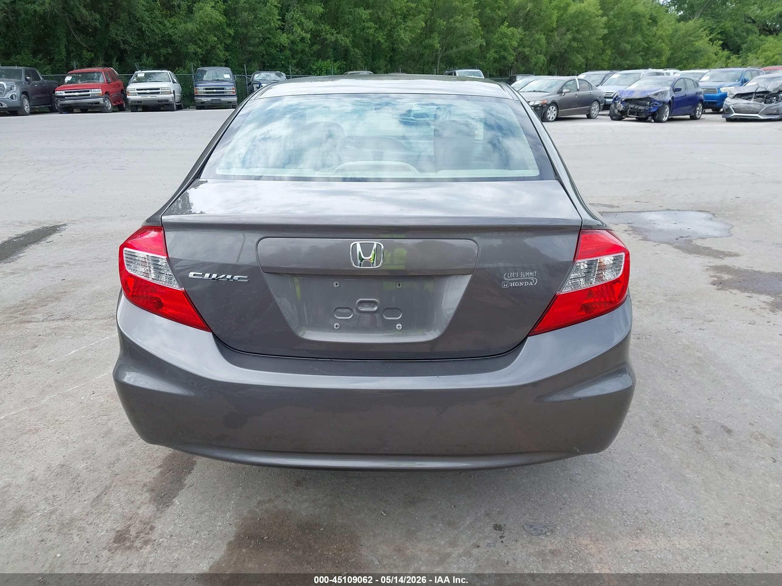 2012 Honda Civic Lx Gray vin: 19XFB2F52CE095188
