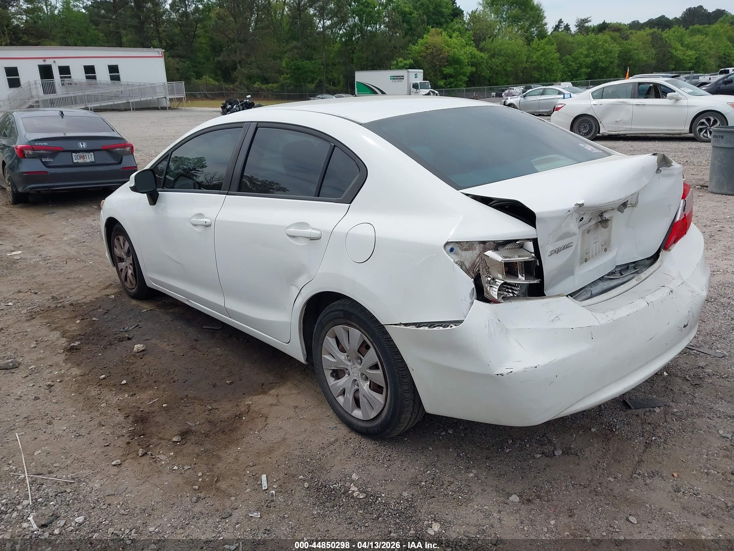 2012 Honda Civic Lx White vin: 19XFB2F52CE107002