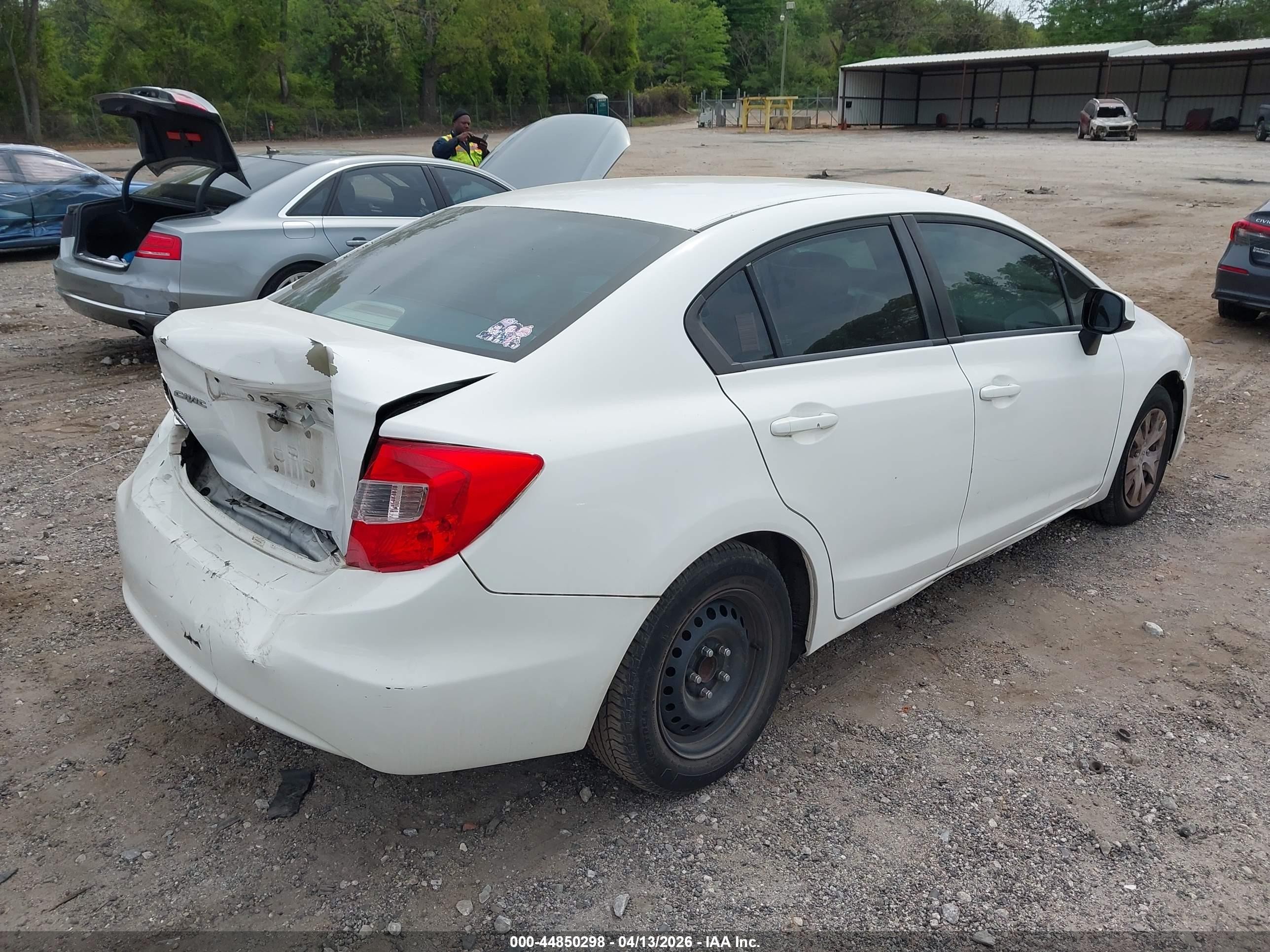 2012 Honda Civic Lx White vin: 19XFB2F52CE107002