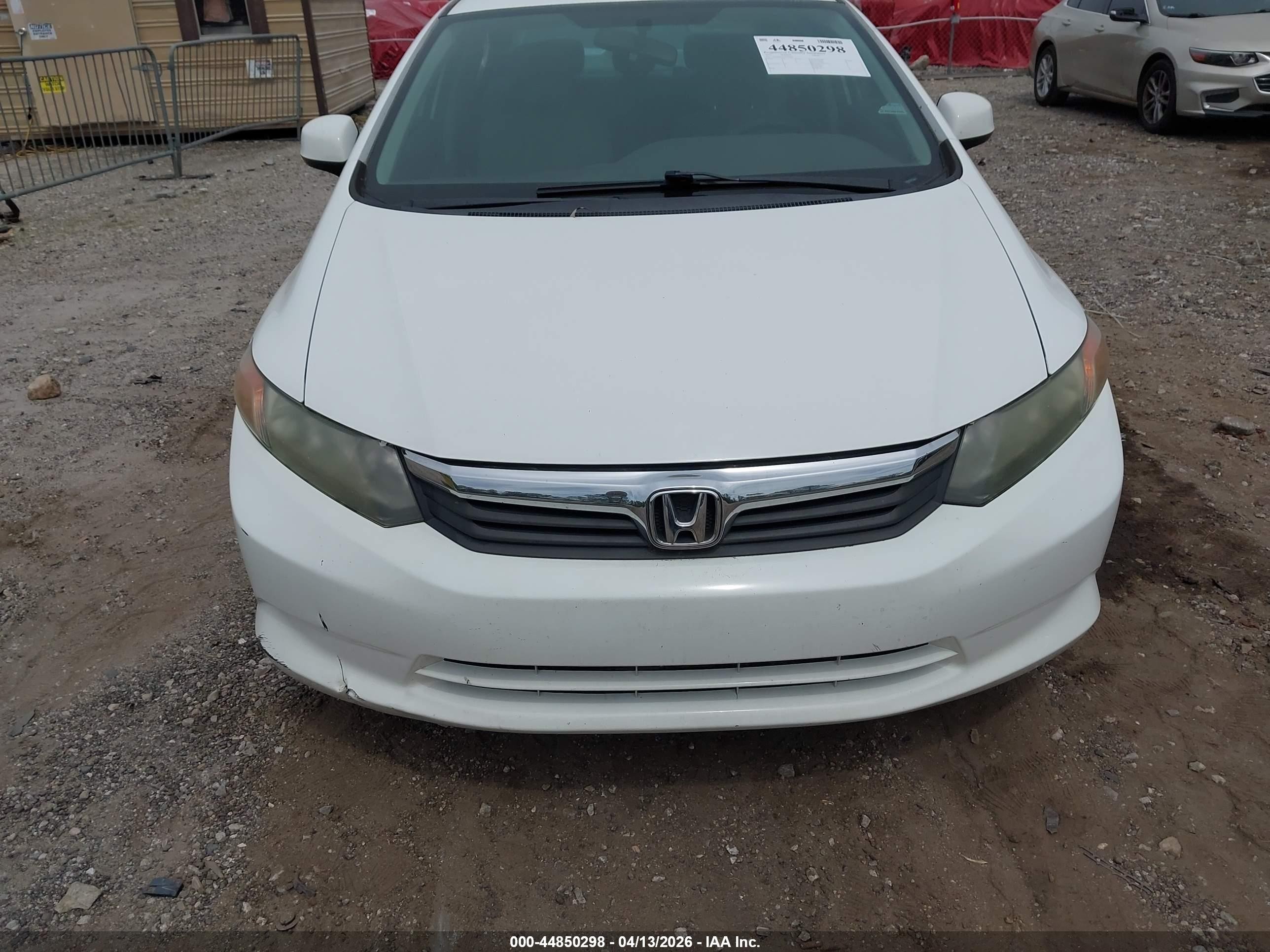 2012 Honda Civic Lx White vin: 19XFB2F52CE107002