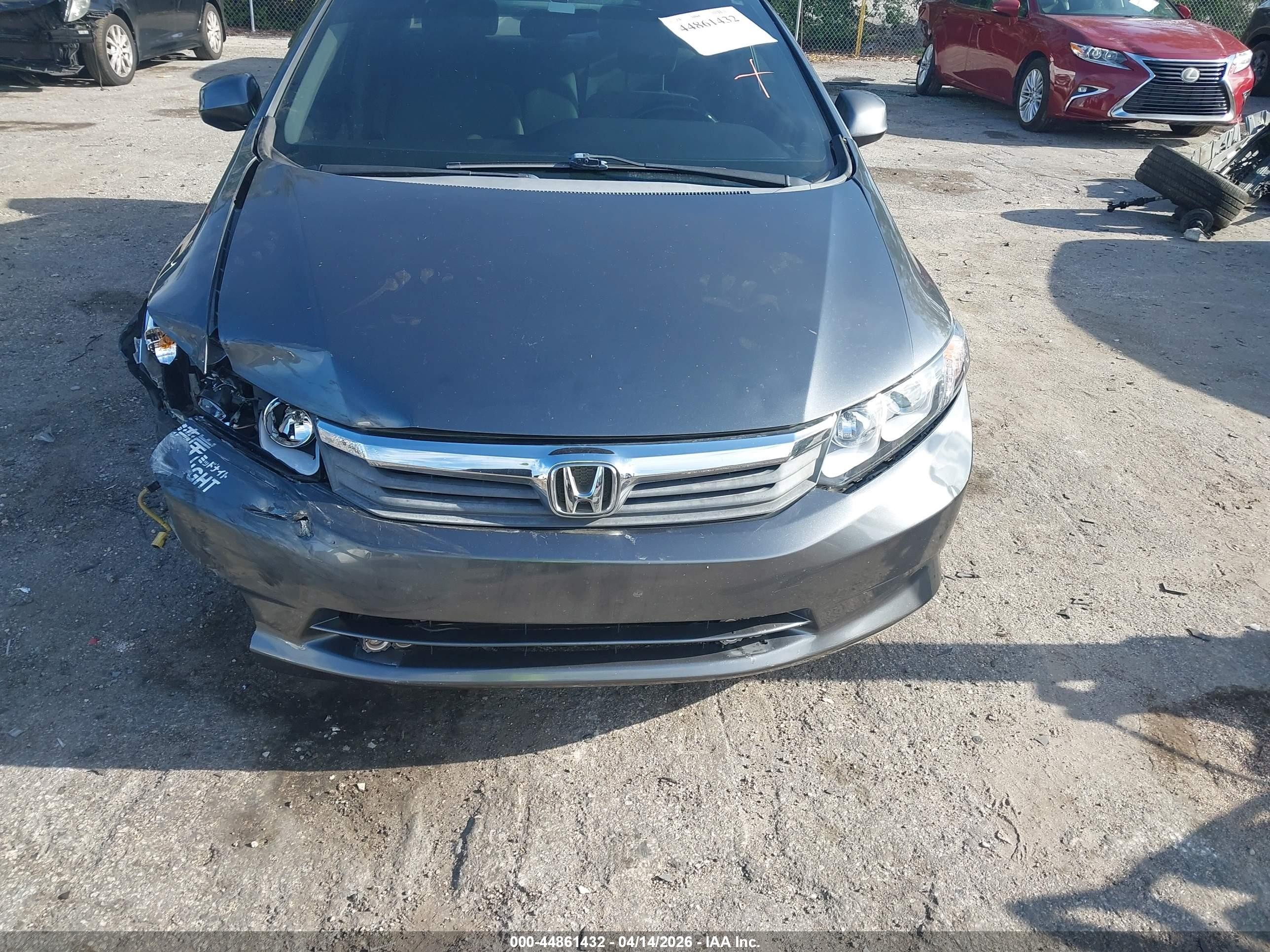 2012 Honda Civic Lx Gray vin: 19XFB2F52CE109557