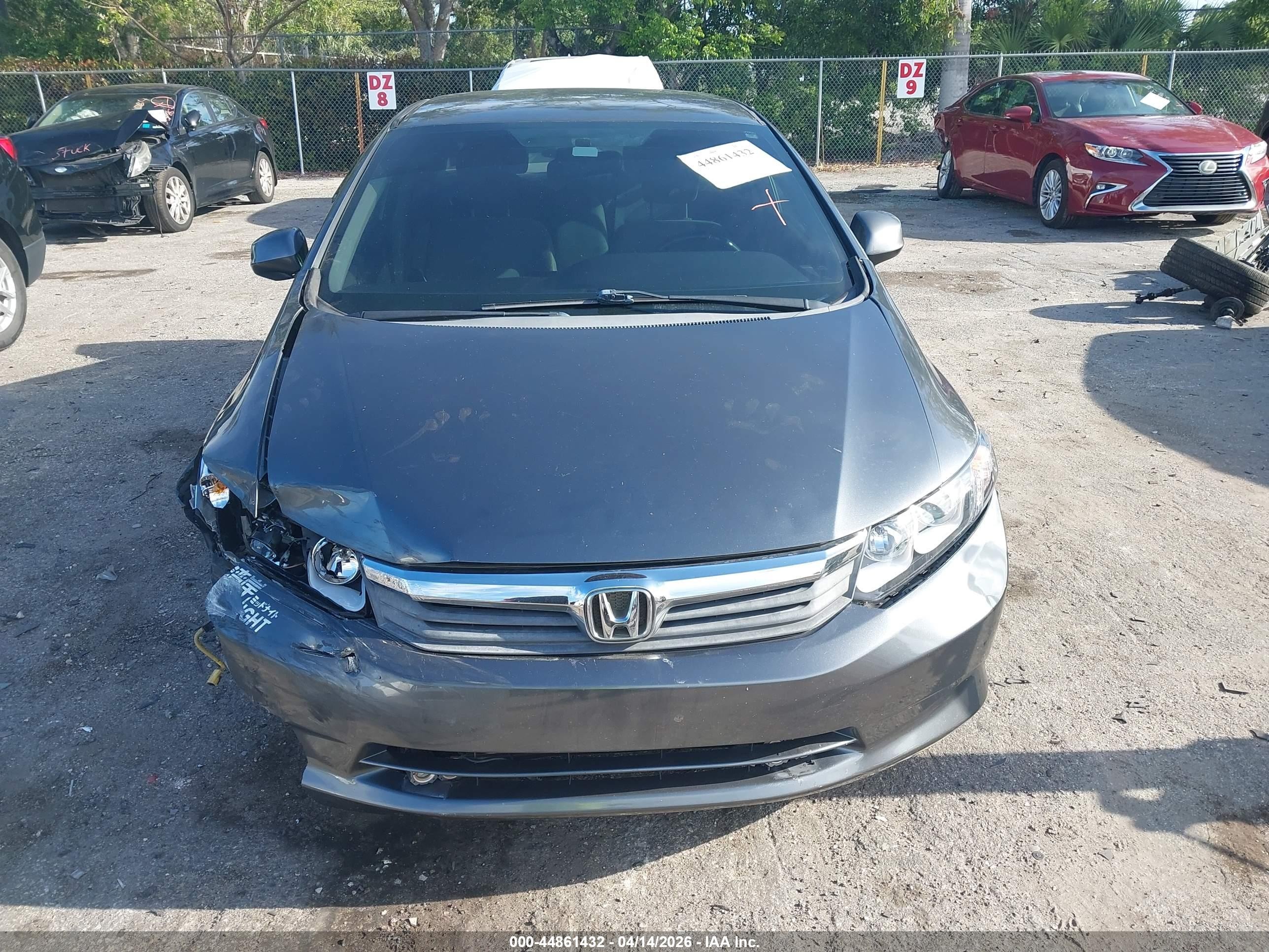 2012 Honda Civic Lx Gray vin: 19XFB2F52CE109557