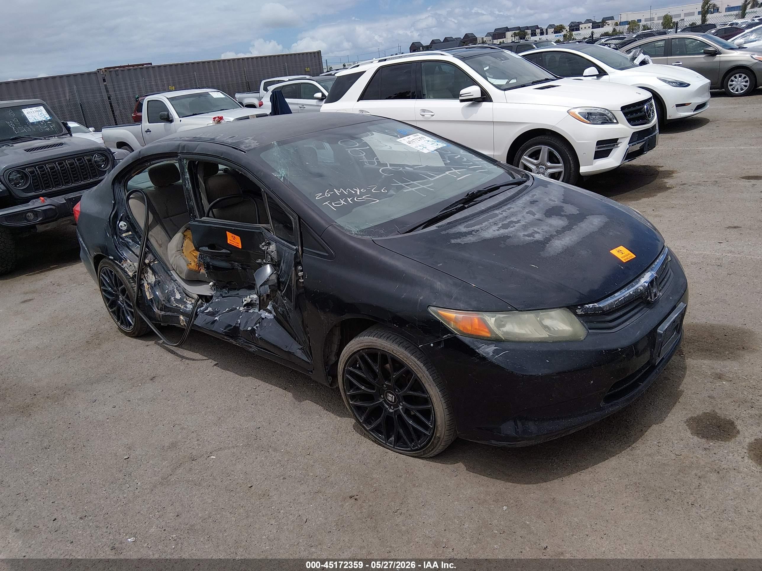 2012 Honda Civic Lx Black vin: 19XFB2F52CE302890